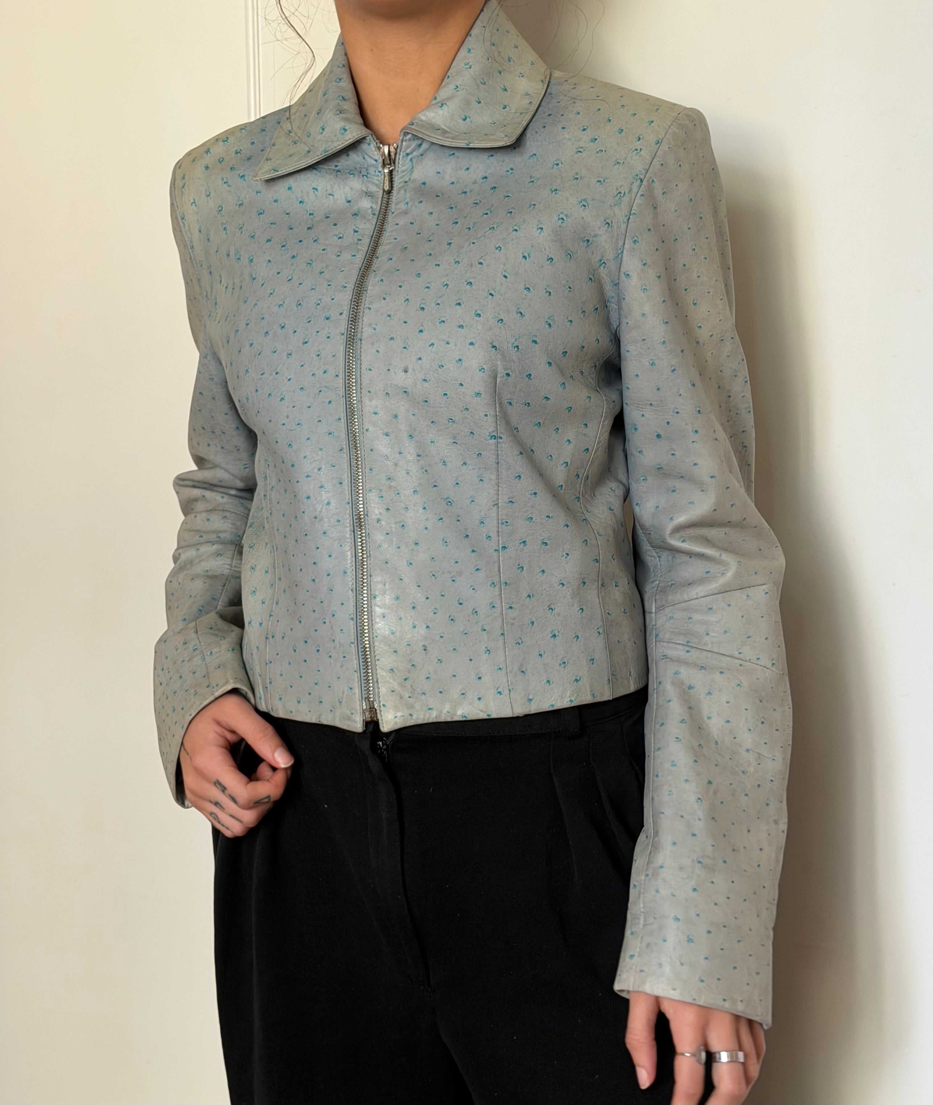 Christian Dior by John Galliano F/W 2000 Baby Blue Leather Jacket