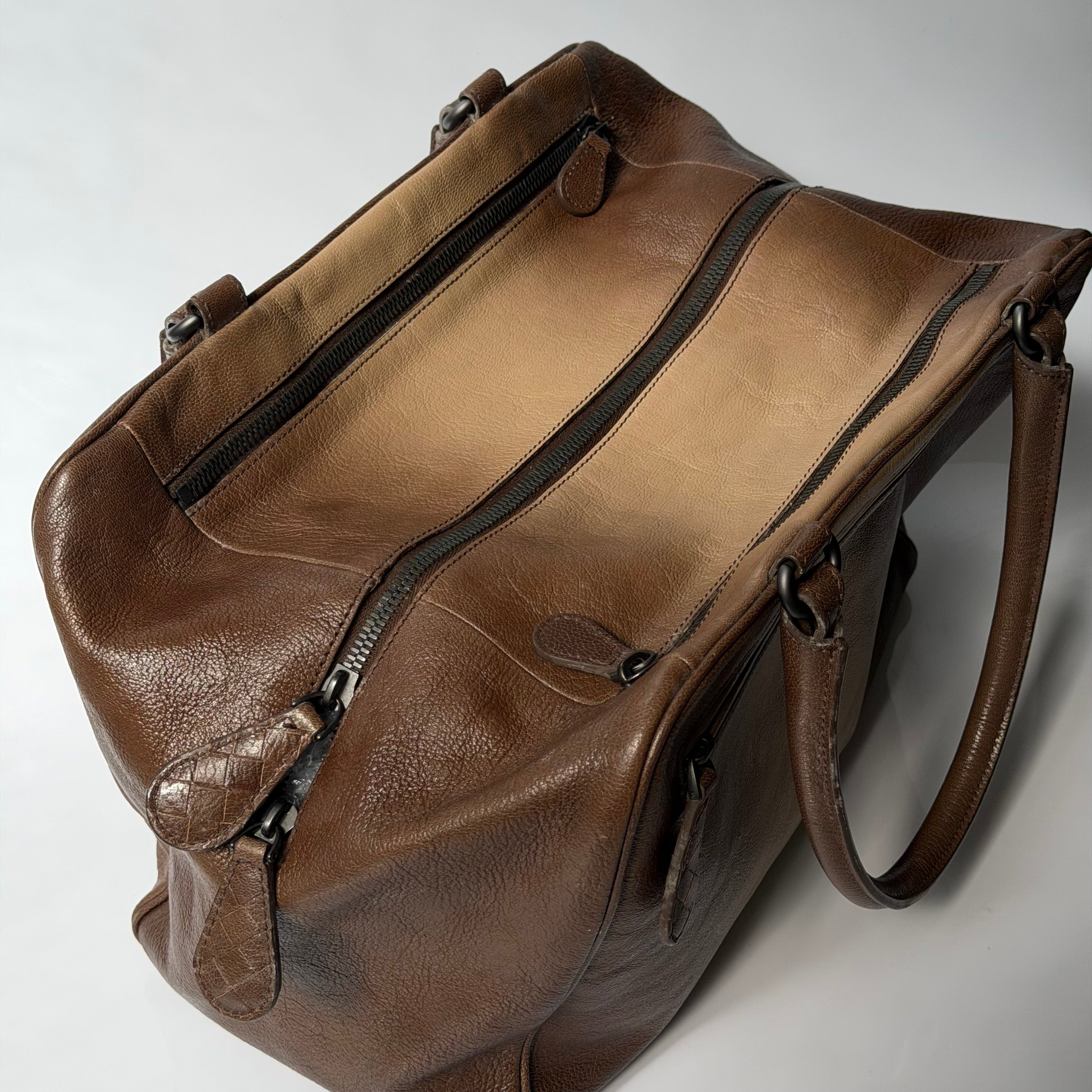 Bottega Veneta Brown Ombre Leather Brera Bowler Bag