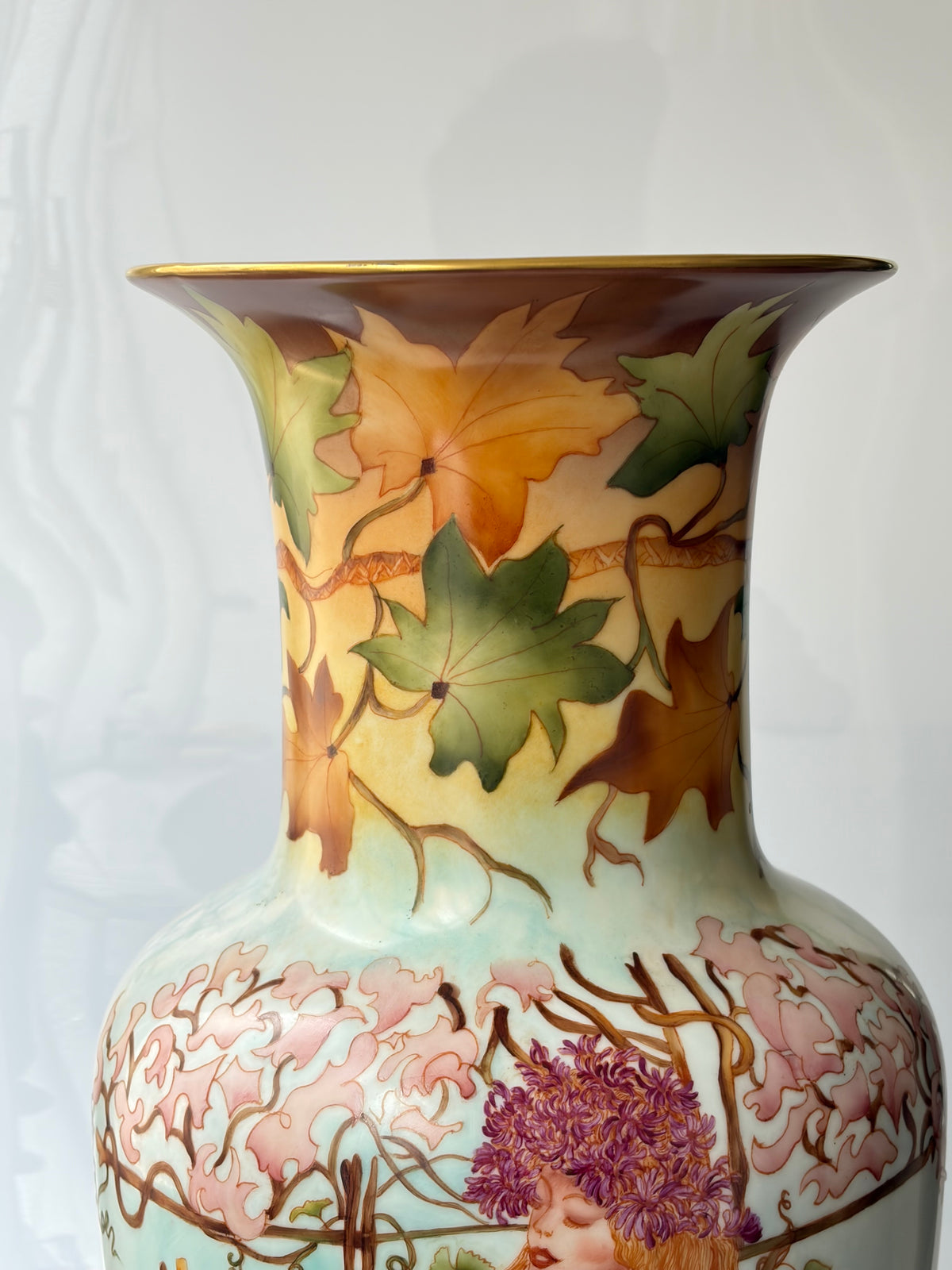 “Autumn & Summer” by Alphonse Mucha, Porcelain Vase