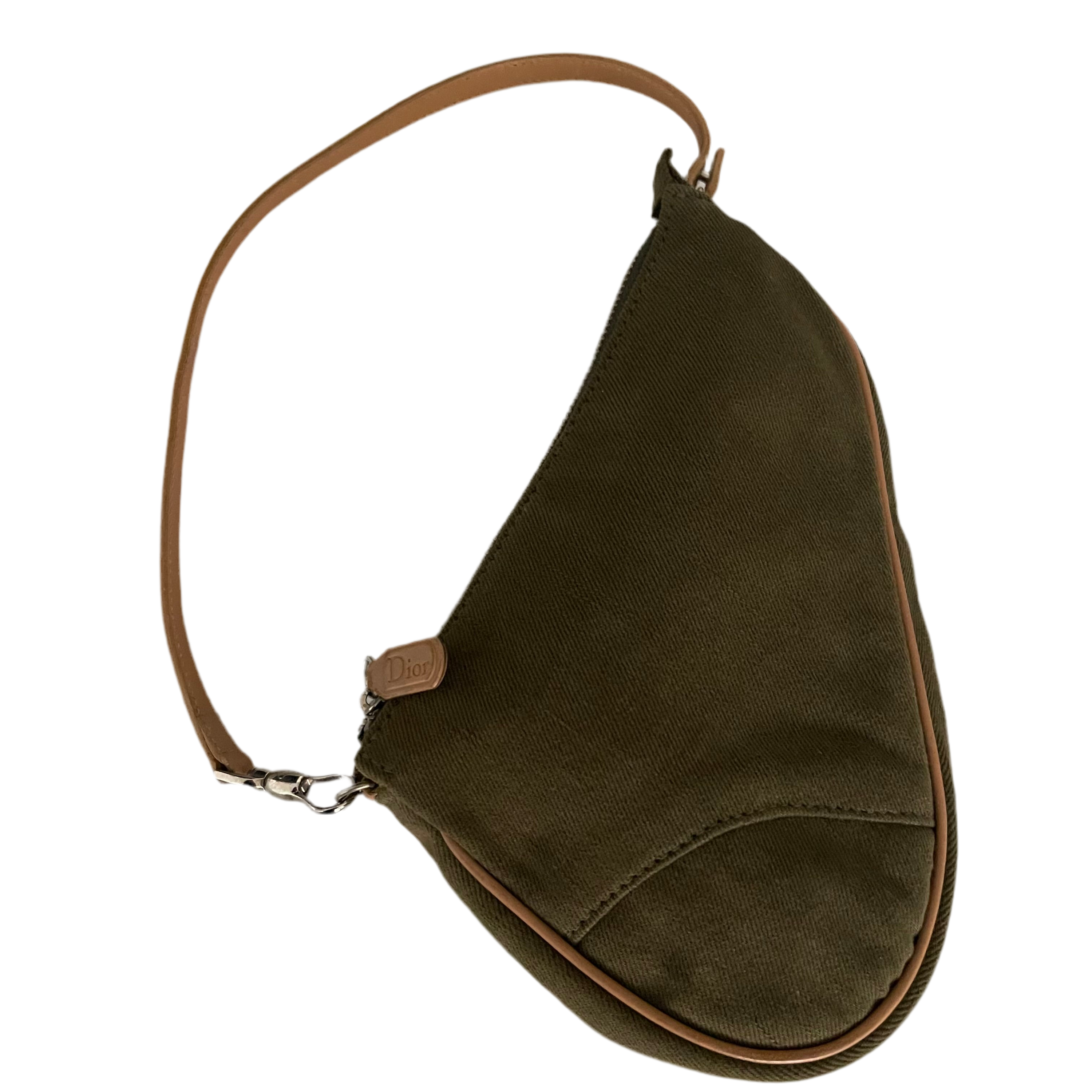 Christian Dior Green Denim Mini Saddle Bag