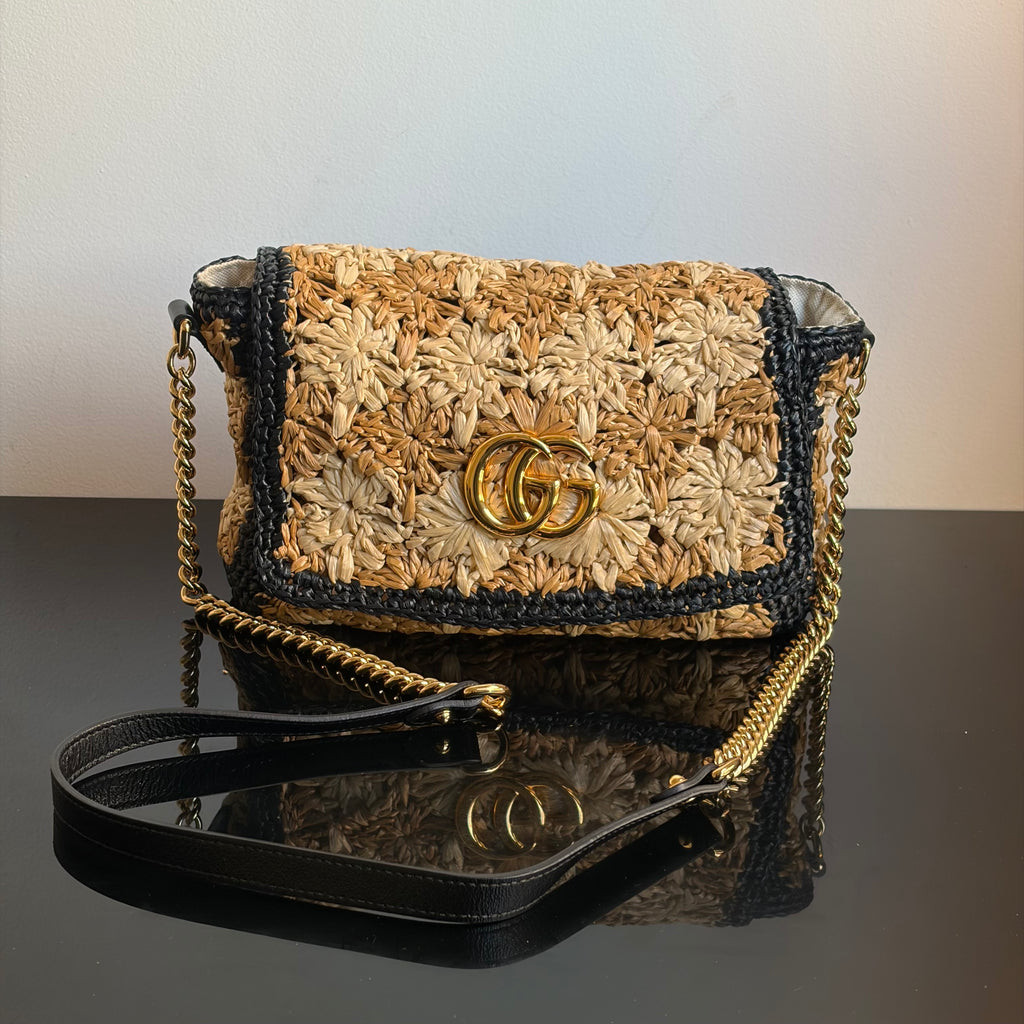 Gucci Marmont Raffia Bag