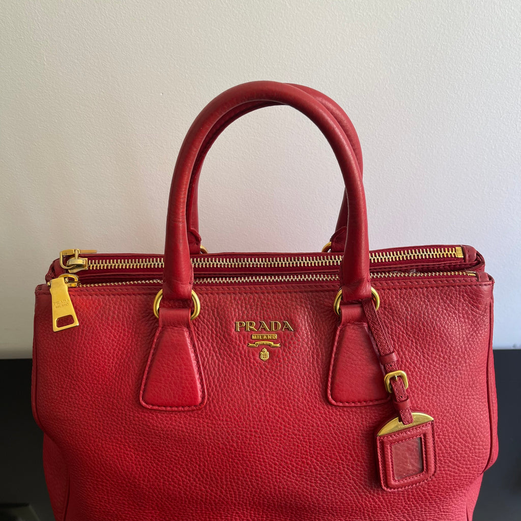 Prada Red Leather Tote Bag