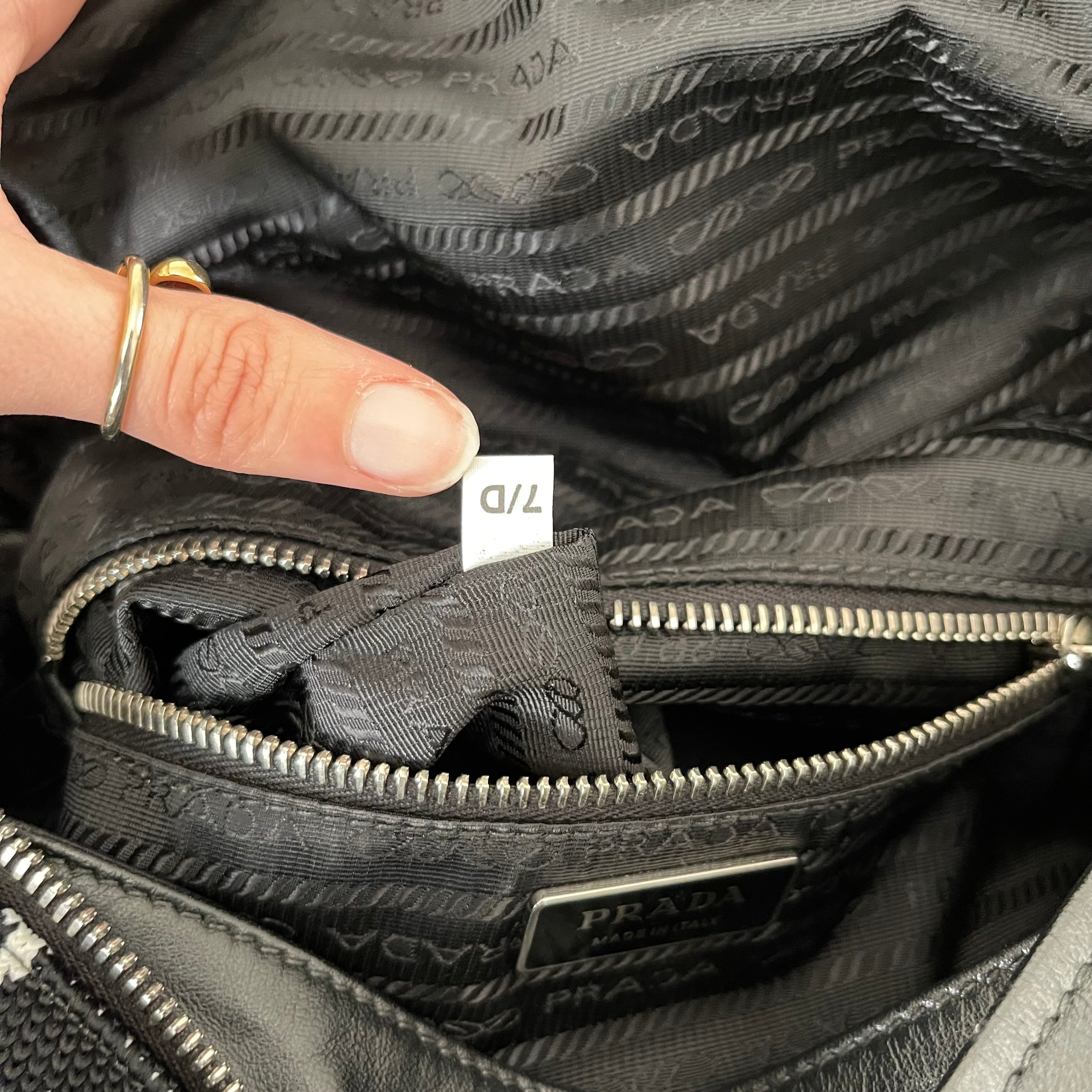 Prada Signaux Jacquard Knit and Leather Bag