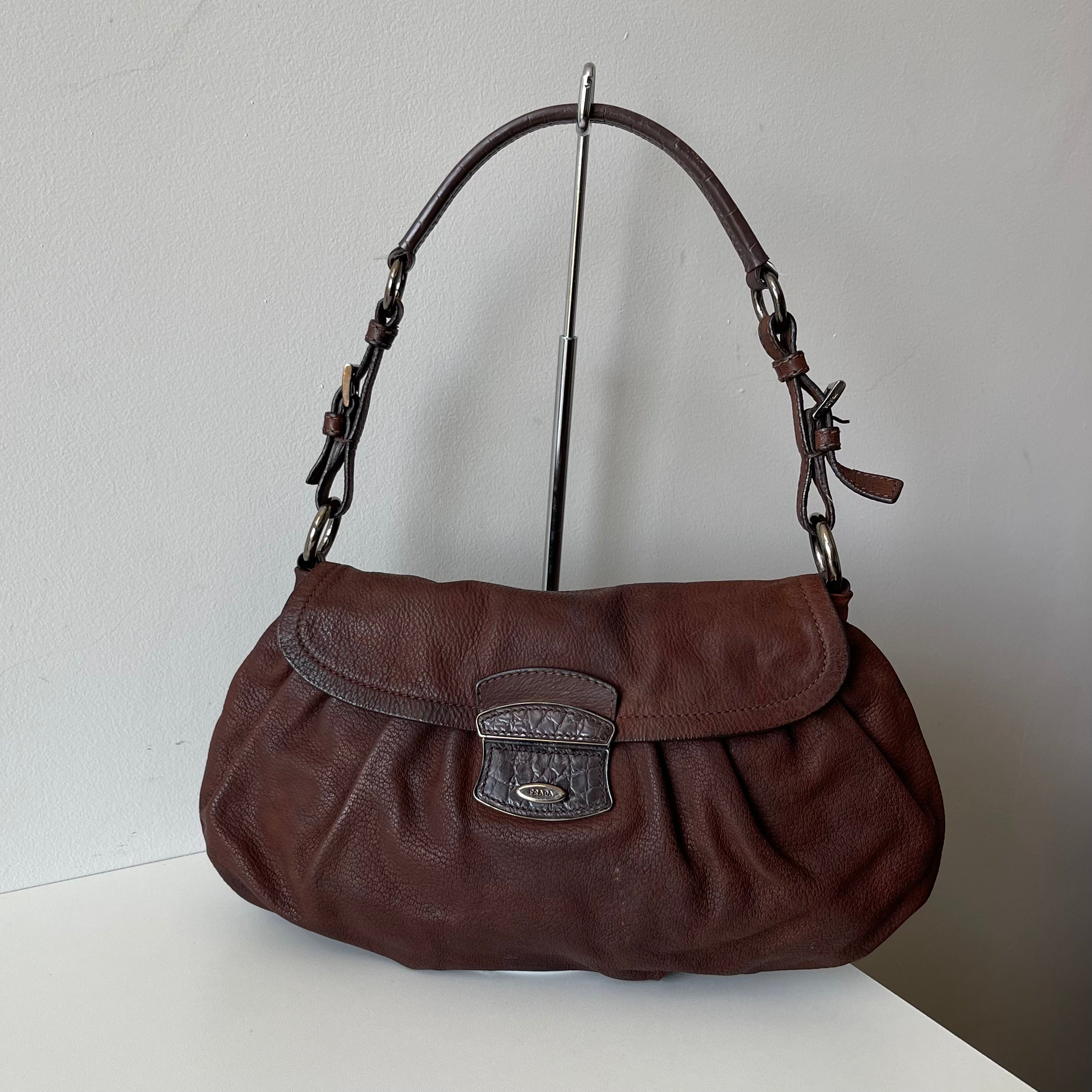 Prada Brown Leather Shoulder Bag