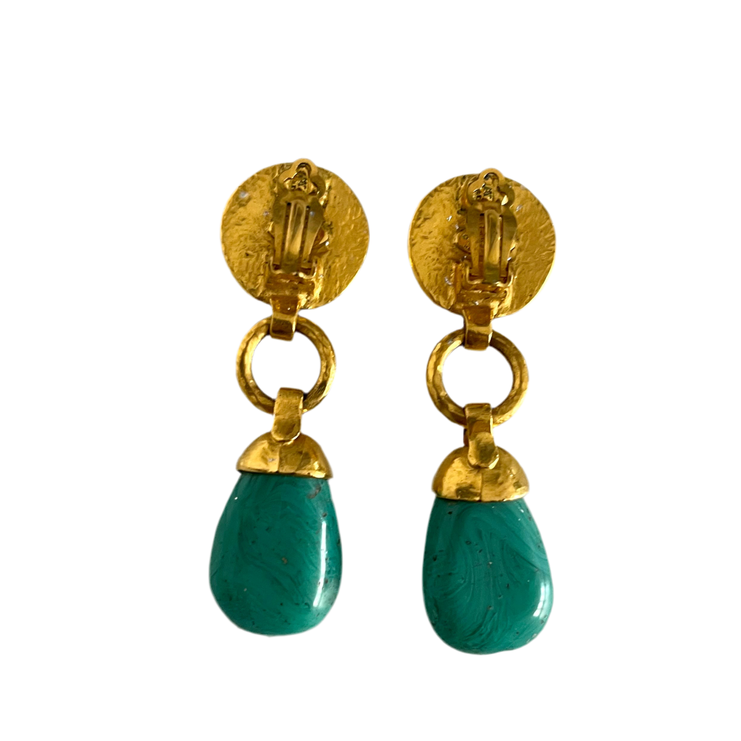 Chanel 1998 Turquoise Gold Earrings