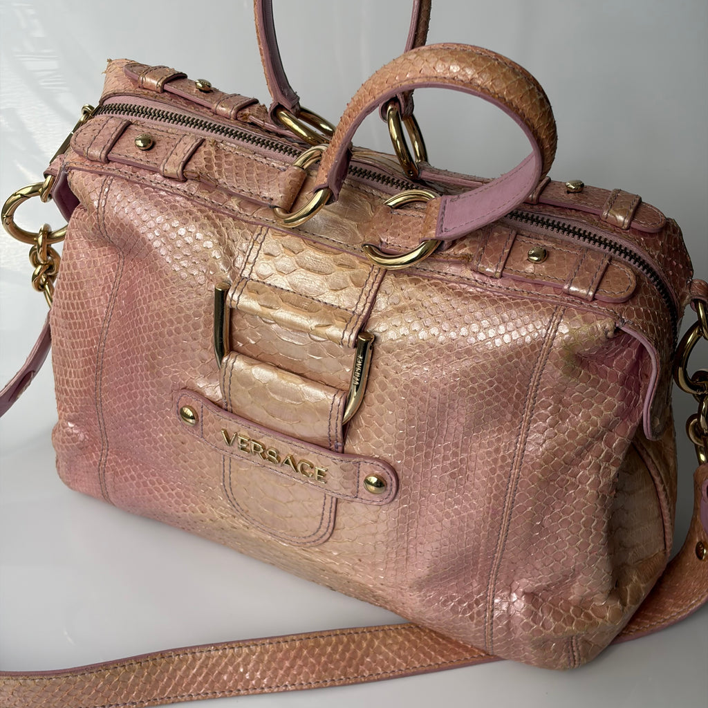 Versace Pink Python Tote Bag
