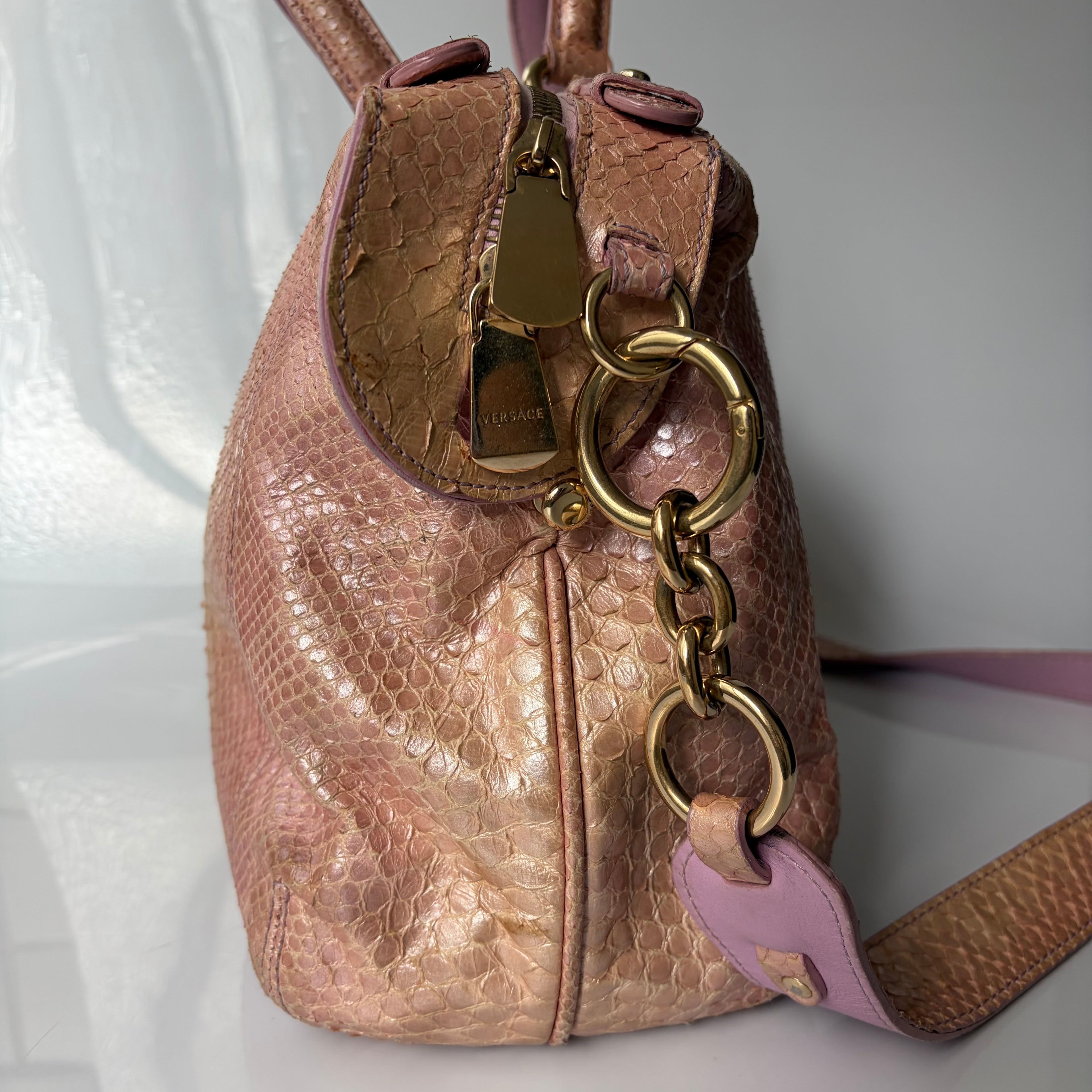 Versace Pink Python Tote Bag