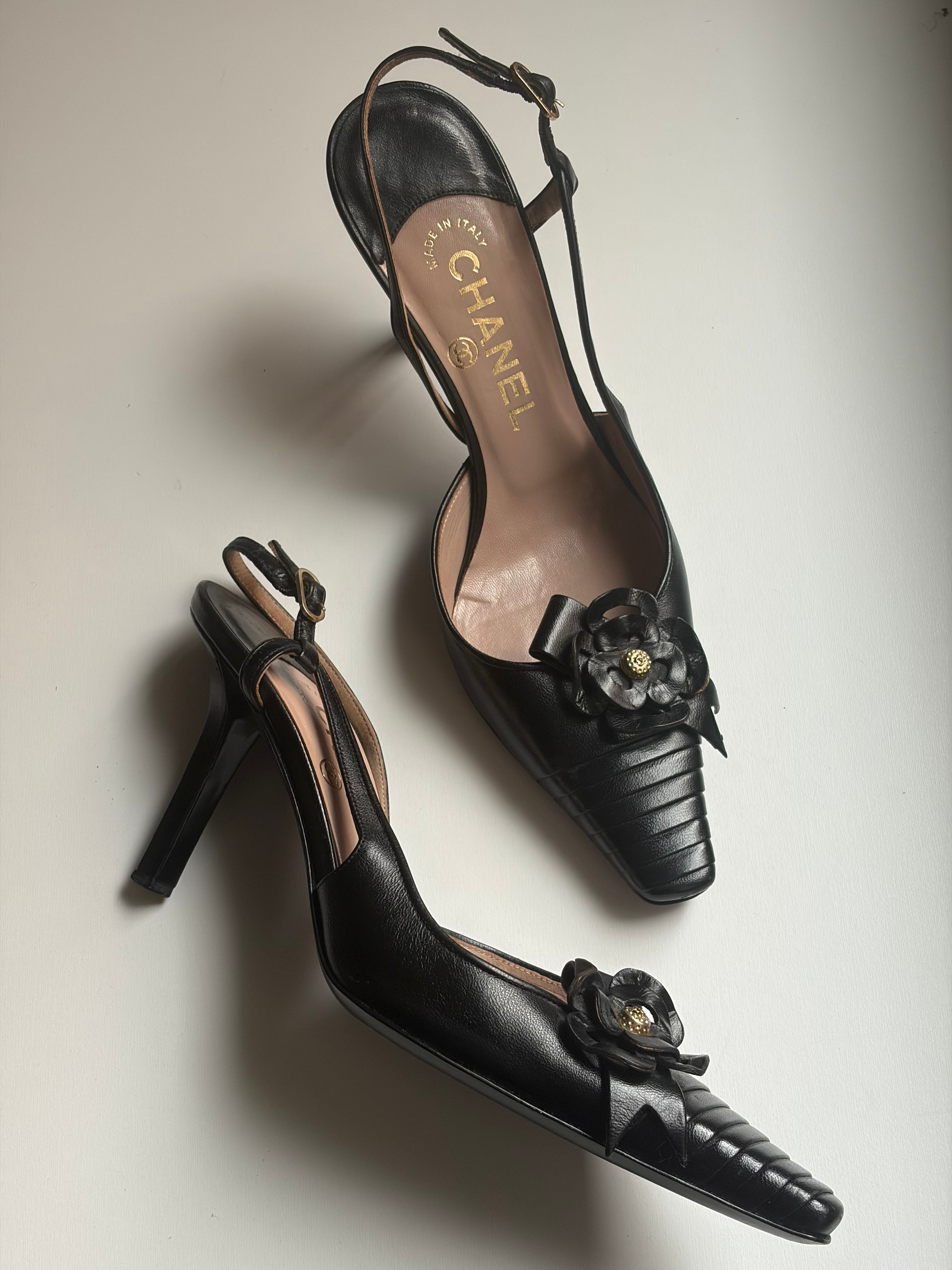Chanel Slingback Camellia Heels