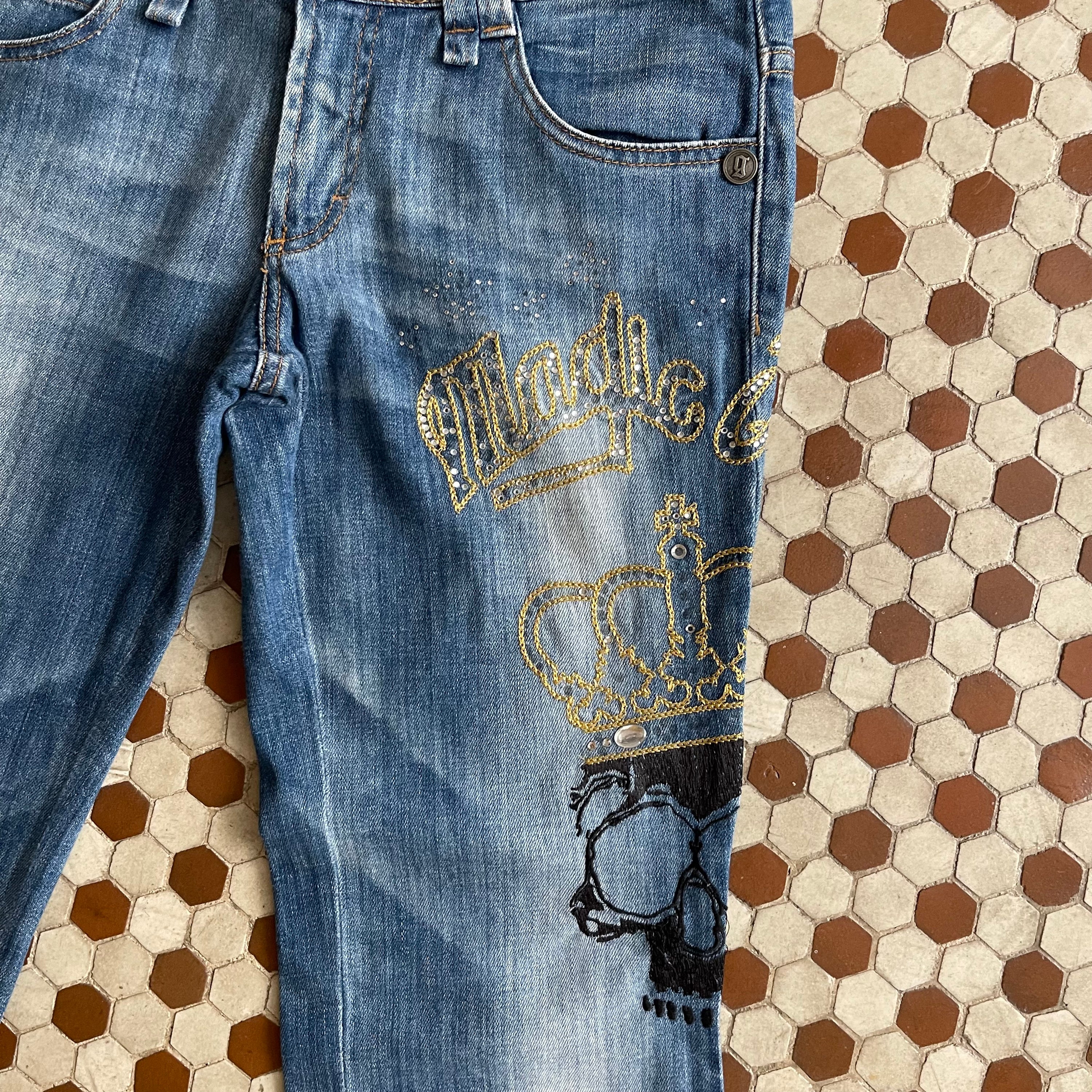 John Galliano 90’s Embroidered Denim Pants