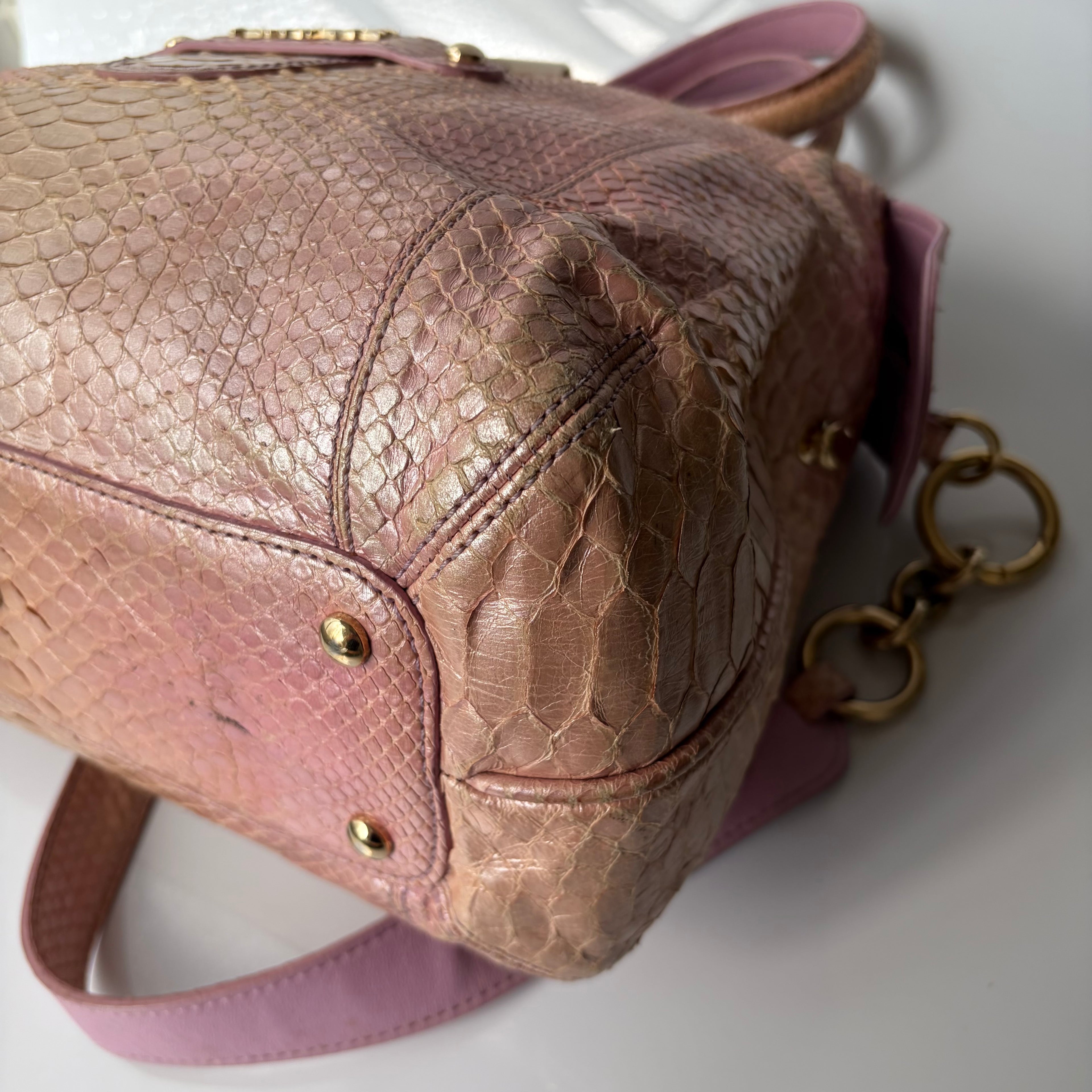 Versace Pink Python Tote Bag