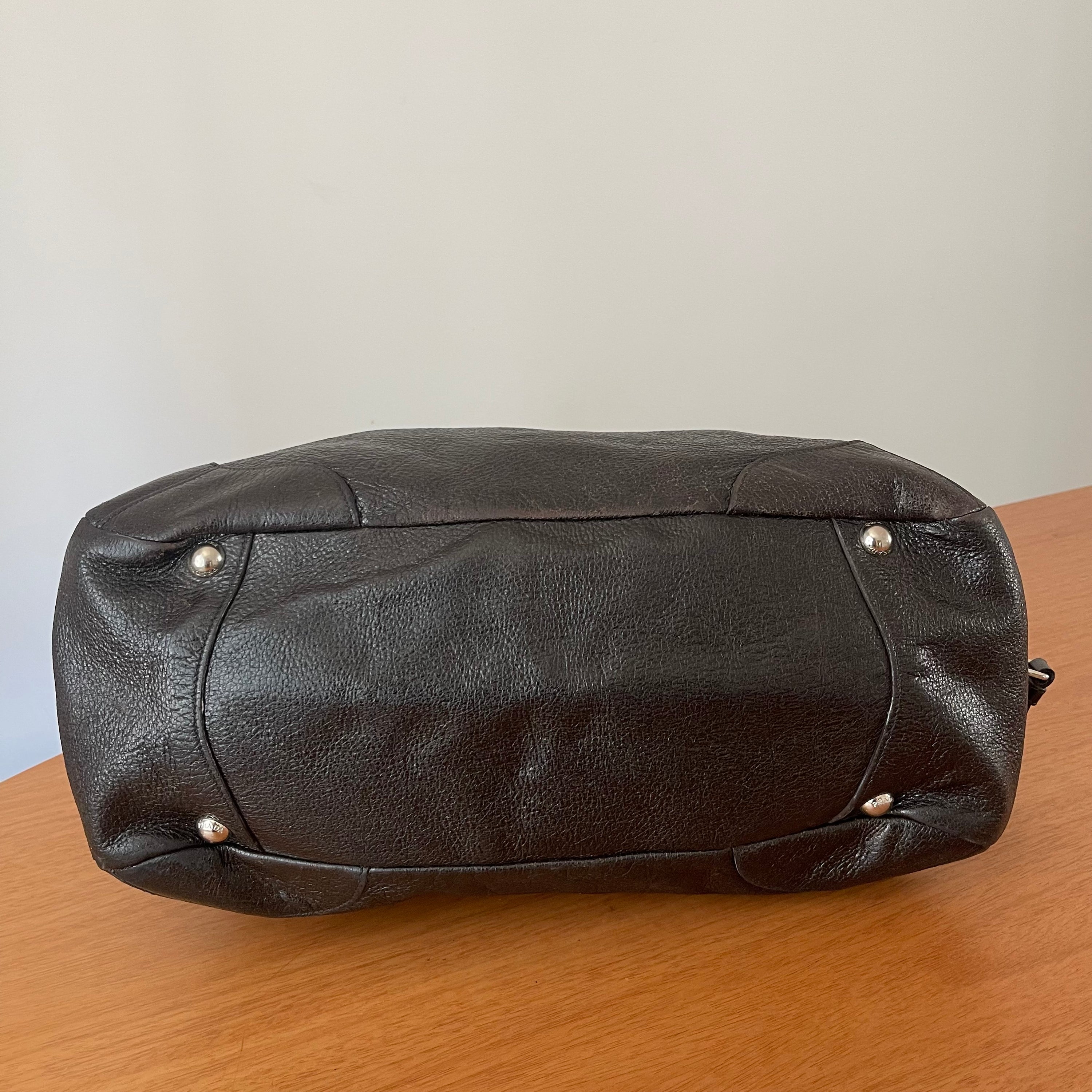 Prada Shimmering Leather Top Handle Bag