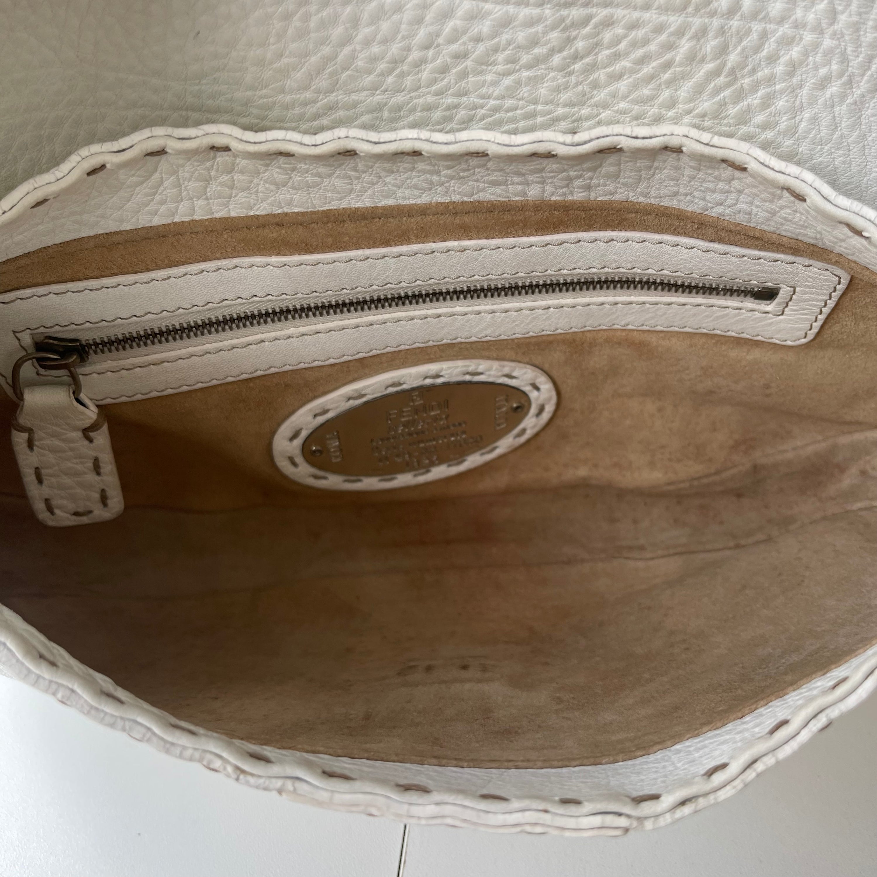 Fendi Selleria White Leather Baguette