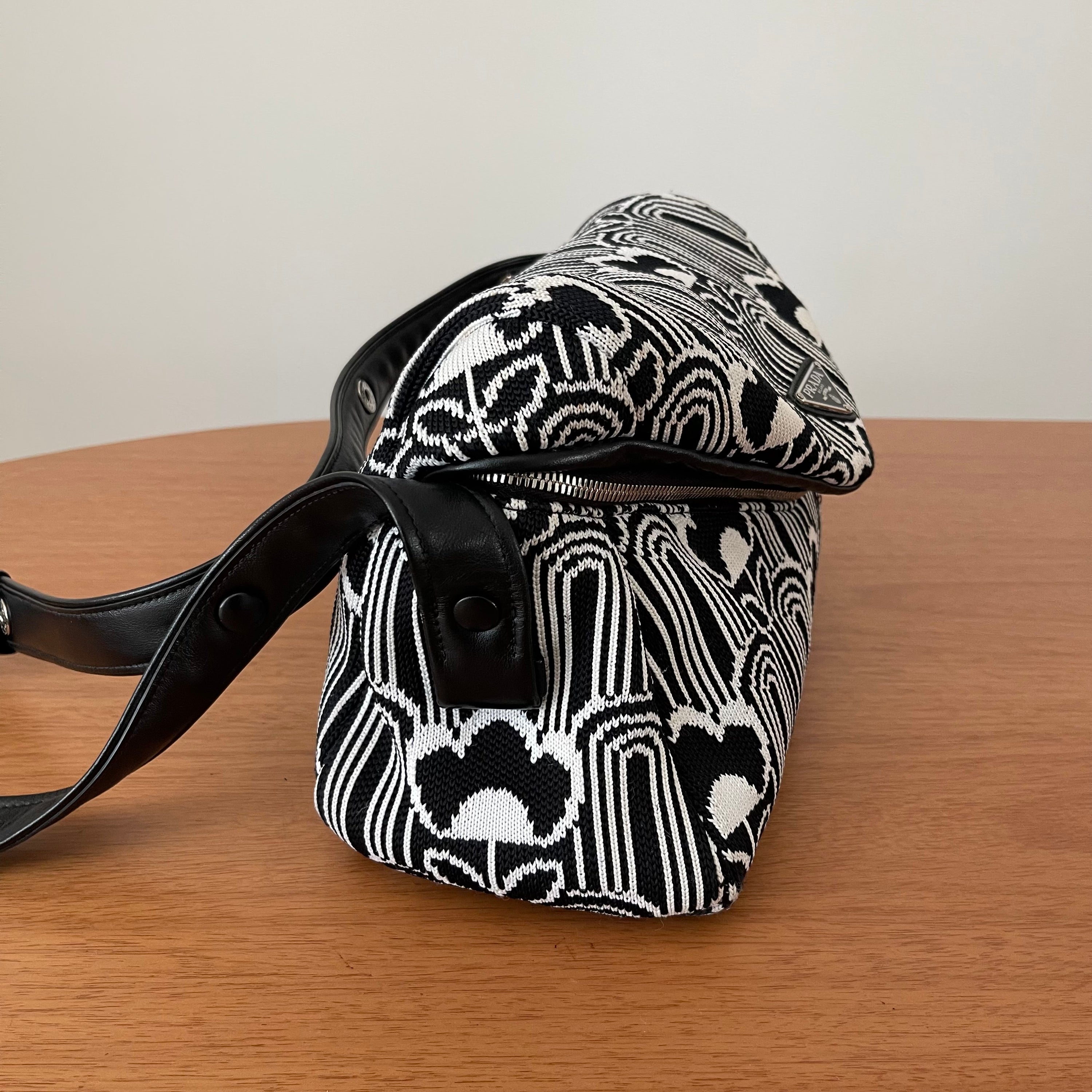 Prada Signaux Jacquard Knit and Leather Bag