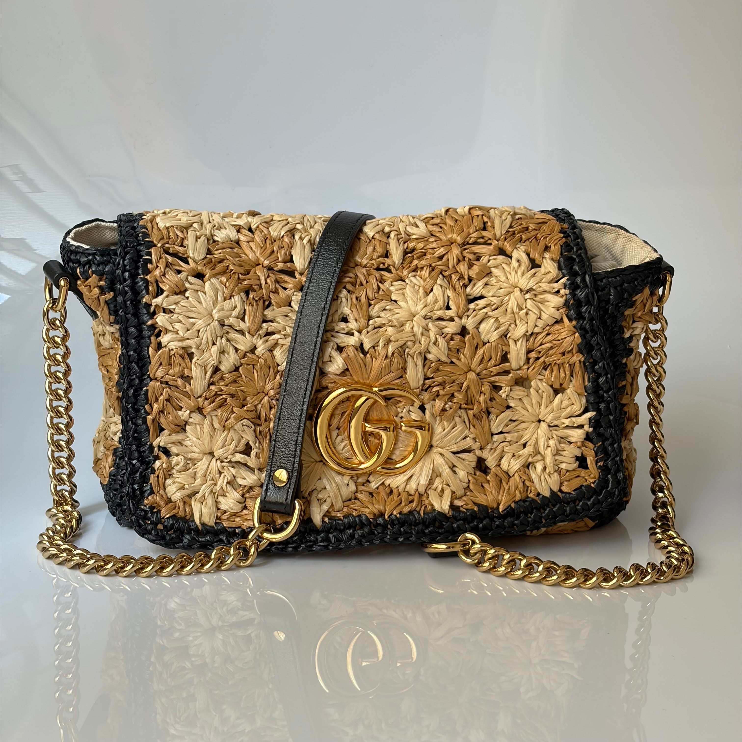 Gucci Marmont Raffia Bag