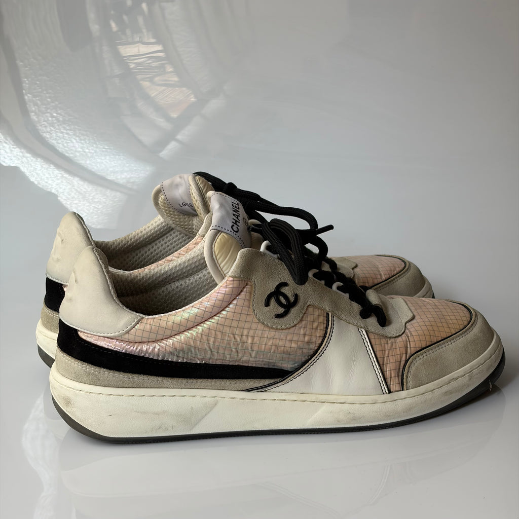 Chanel Pink Grid Sneakers