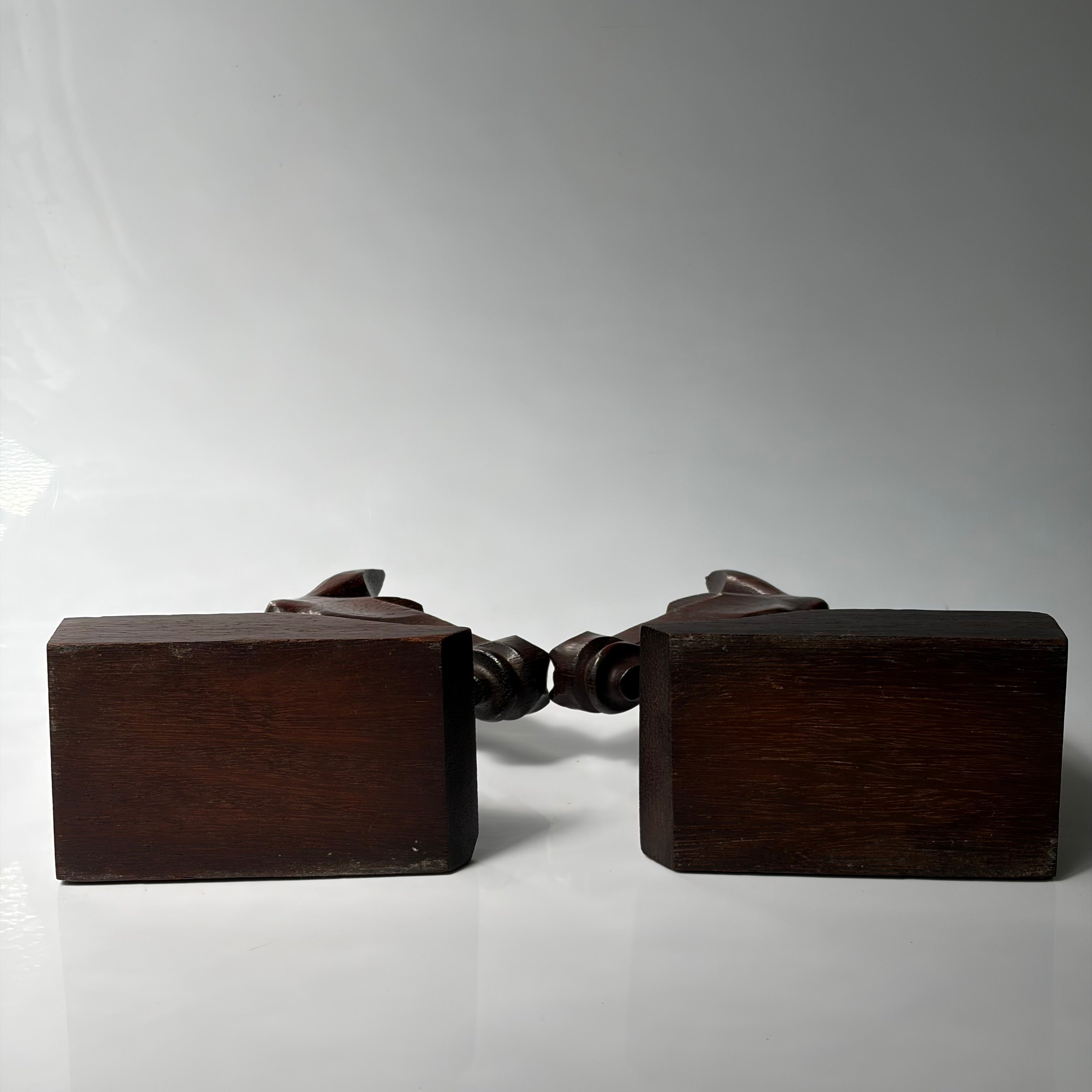 Art Deco Wood Horses Serre Livres