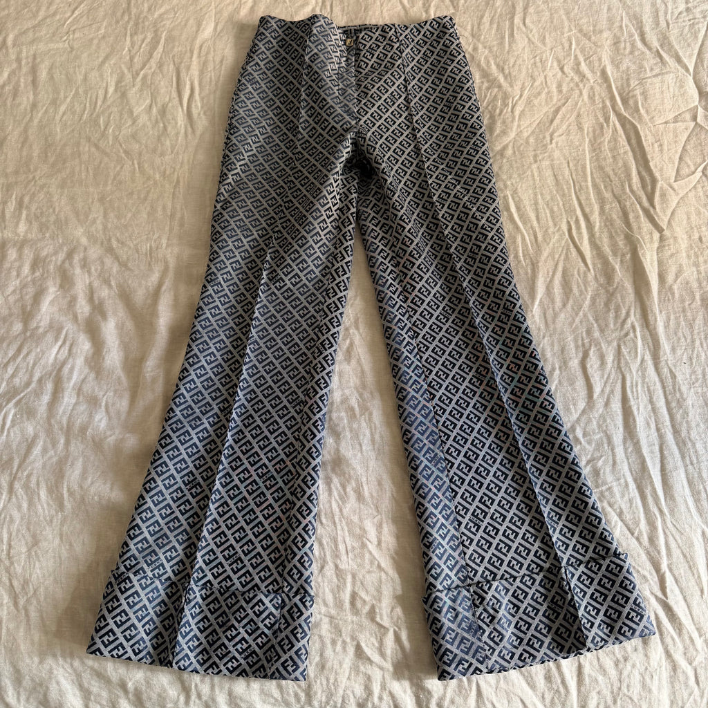 Fendi Blue Monogram Zucchino Pants