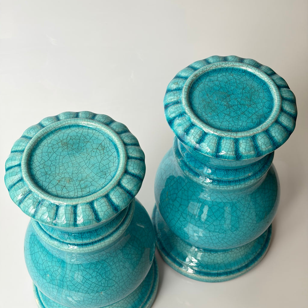 1970s Crackle Glaze Candle Holder
