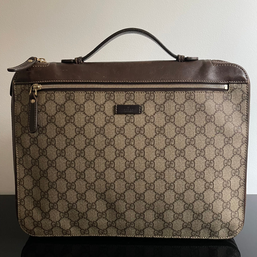 Gucci Brown/Beige GG Supreme Canvas Portfolio Case