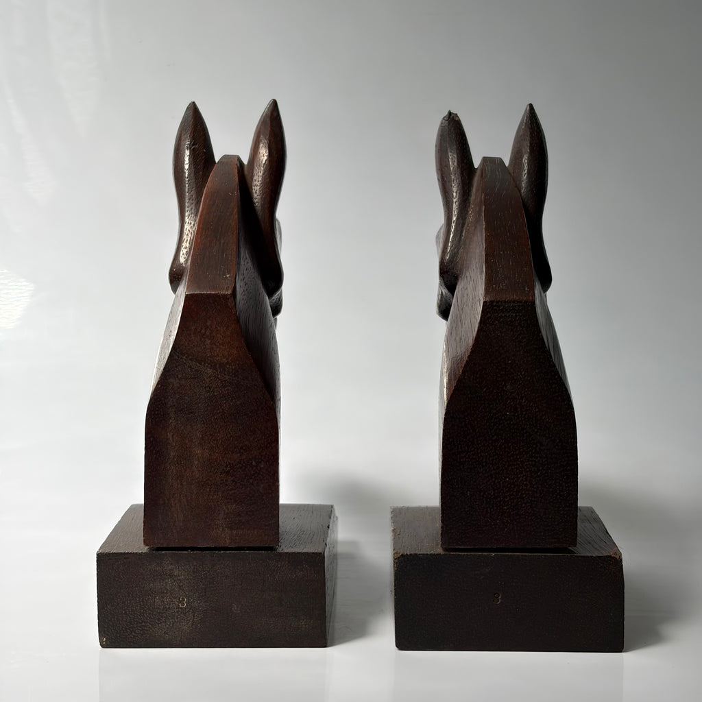 Art Deco Wood Horses Serre Livres