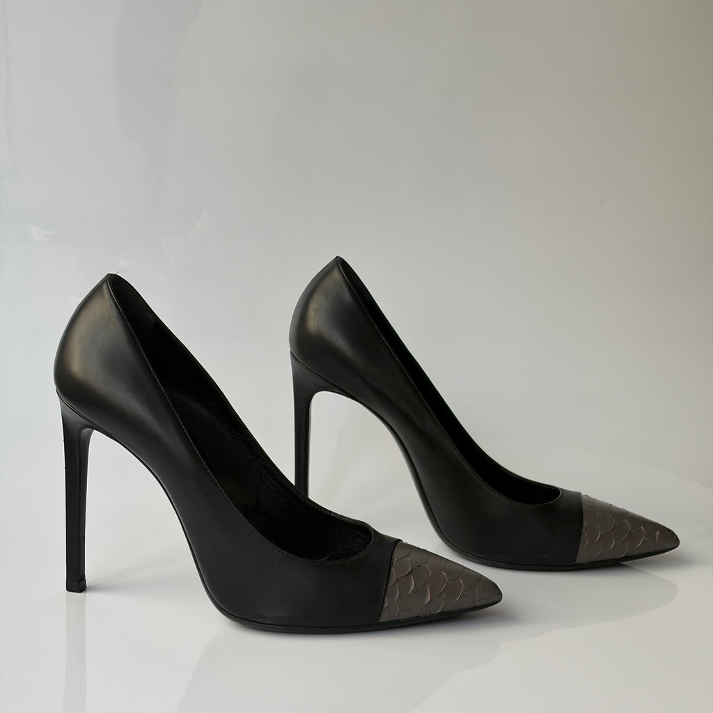 Saint Laurent Paris Zoe Black Leather Heels