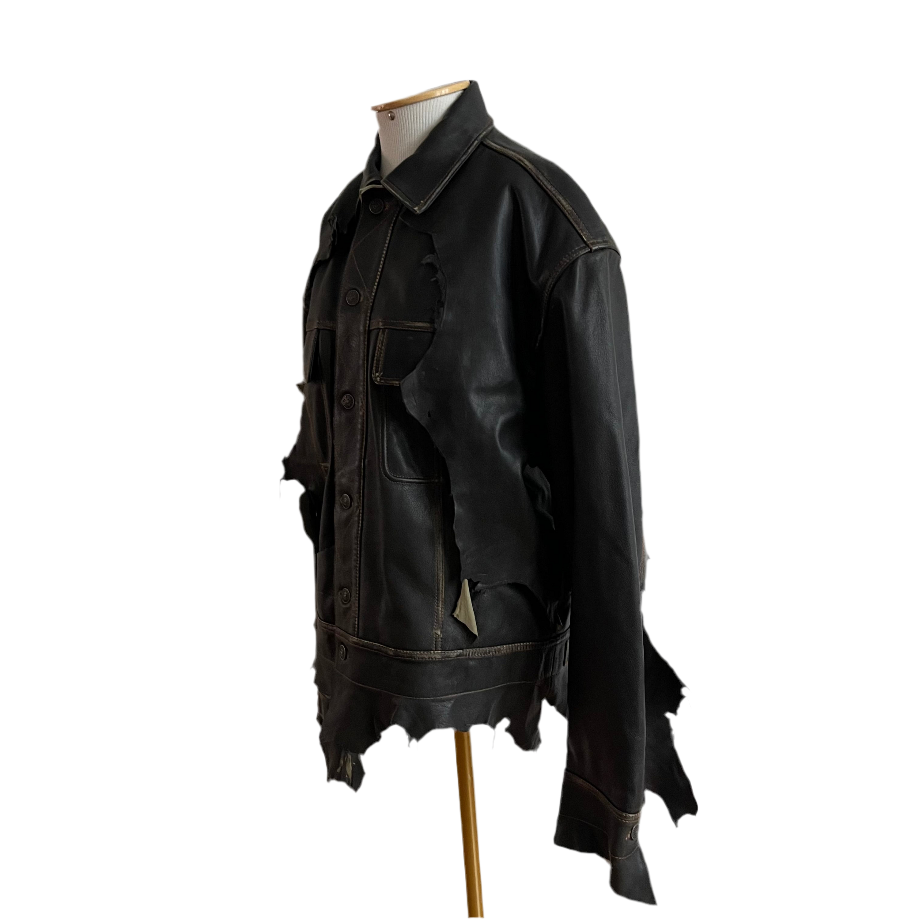 Diesel Distressed Leather Biker Jacket
