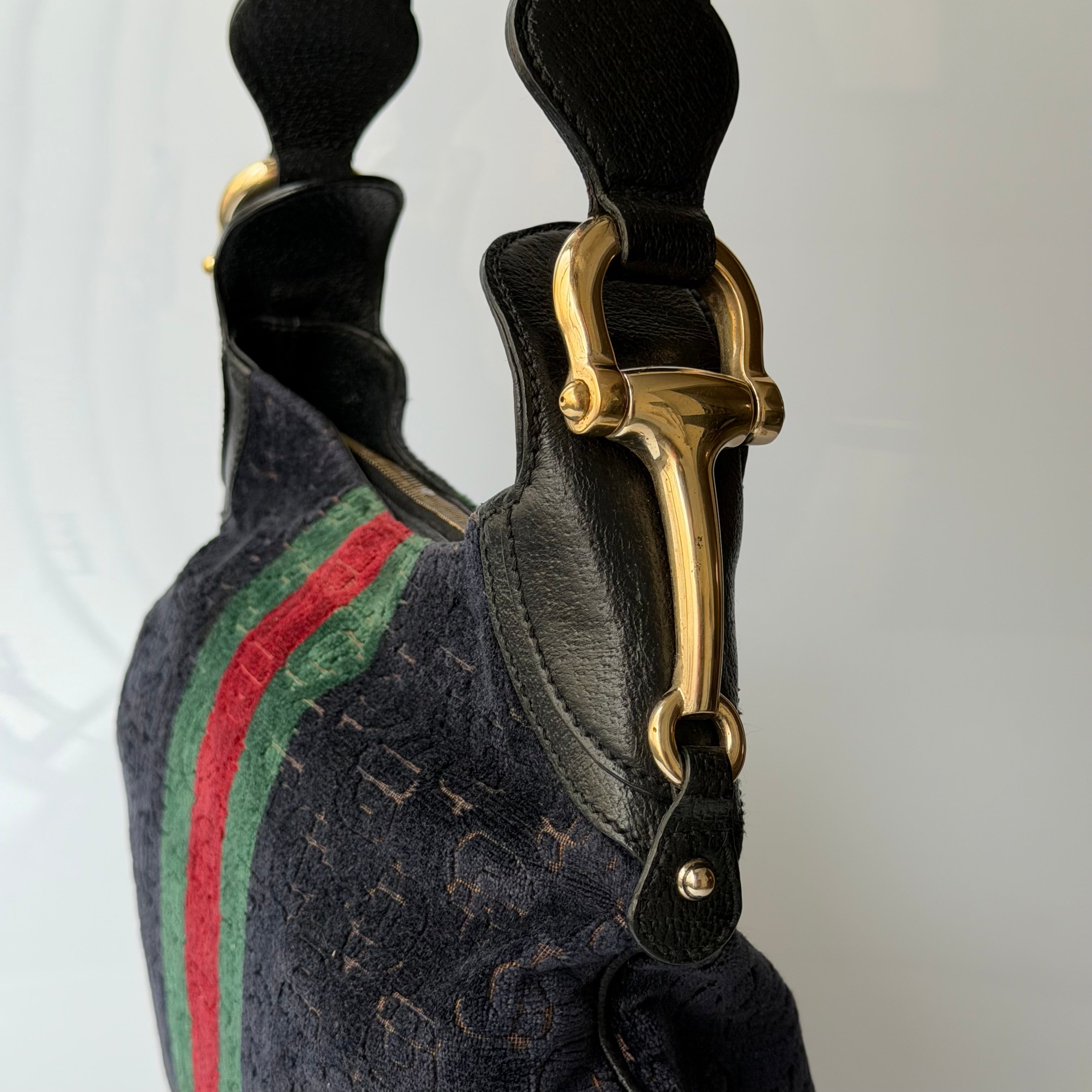 Gucci Heritage Horsebit Velvet Hobo Bag