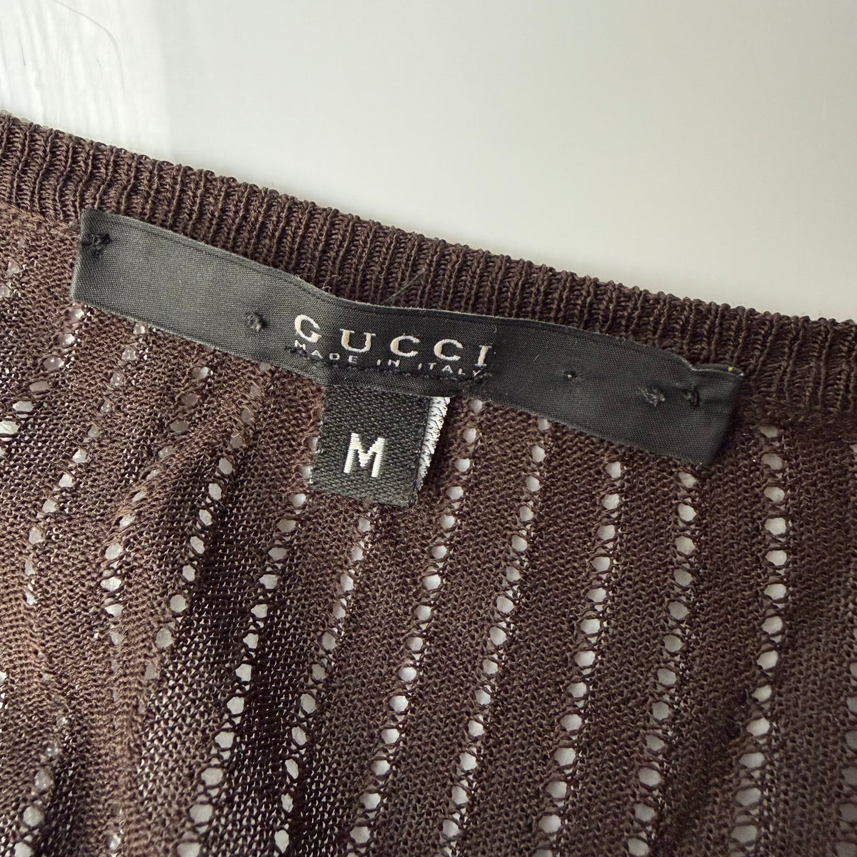 Gucci Cristiano Ronaldo Brown Wool Silk Knit V-neck Sweater