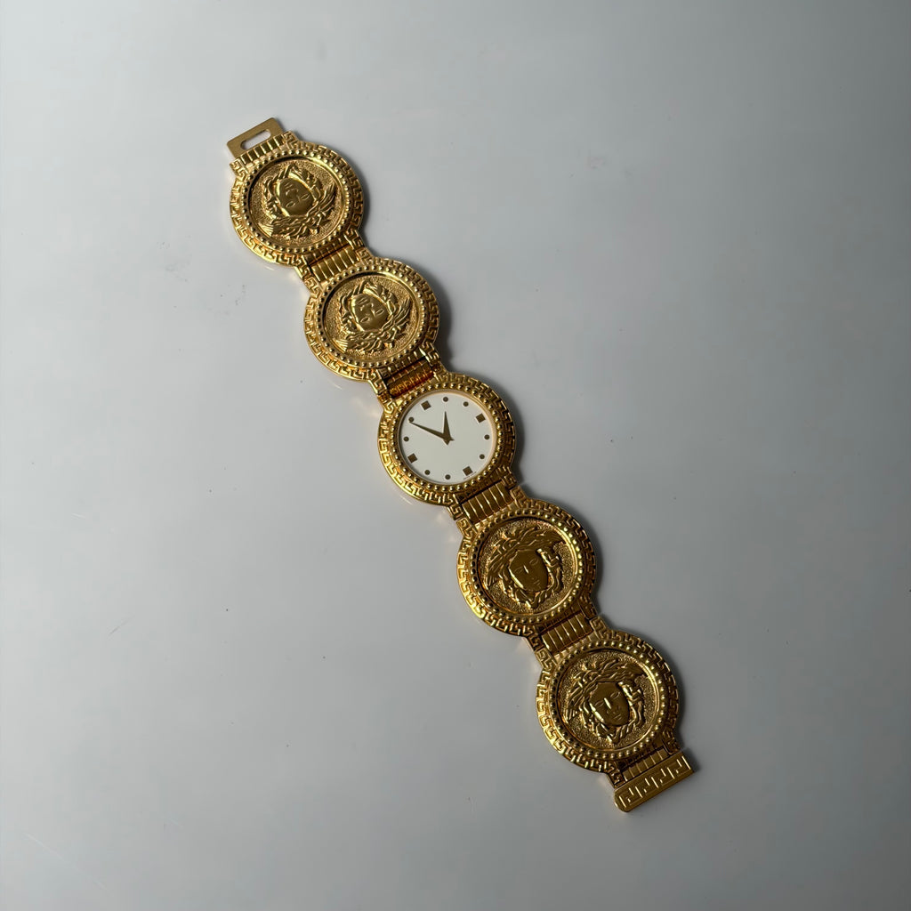 Gianni Versace Signature G10 Gold-Plated Medusa Coin Watch Bracelet