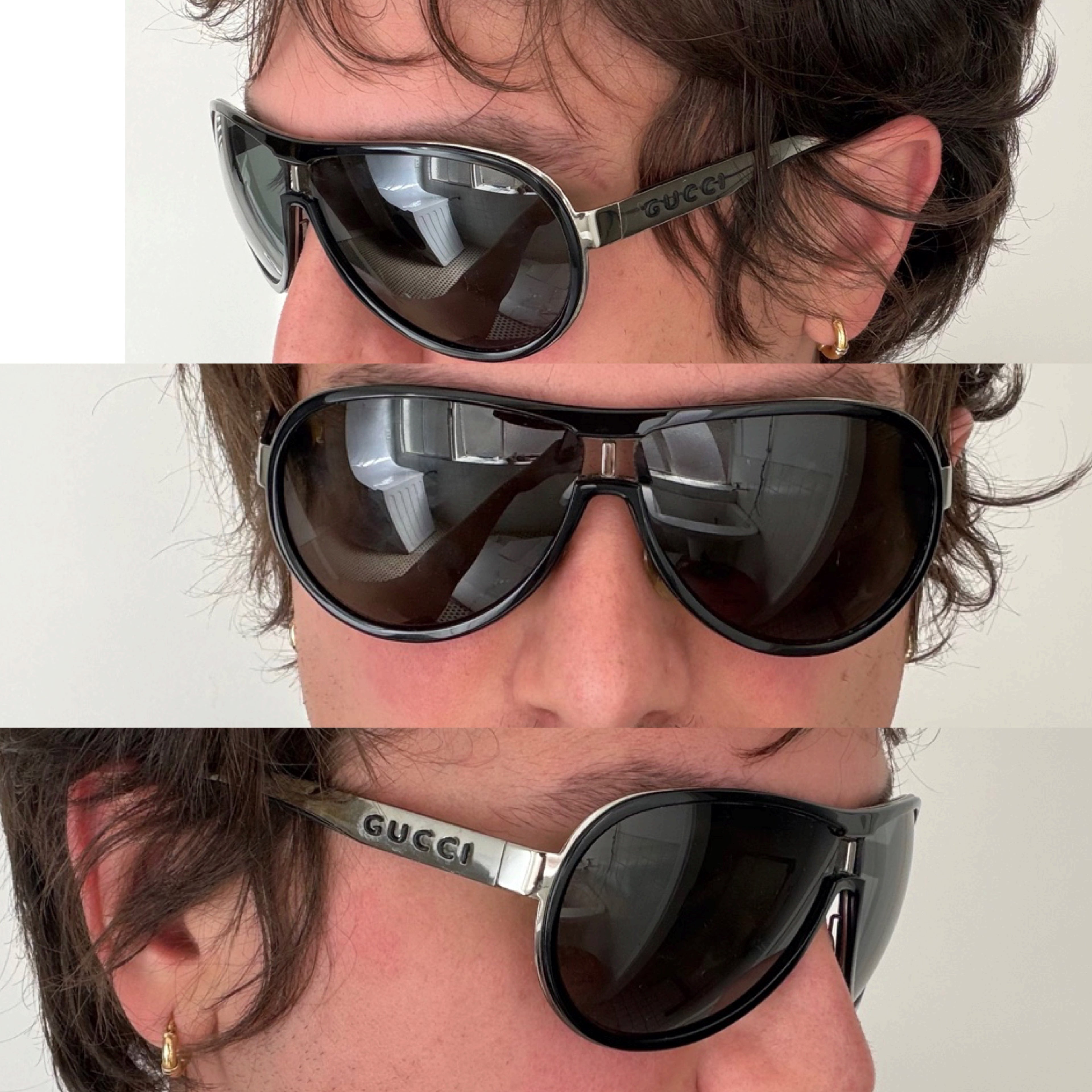 Gucci Silver Aviator Sunglasses