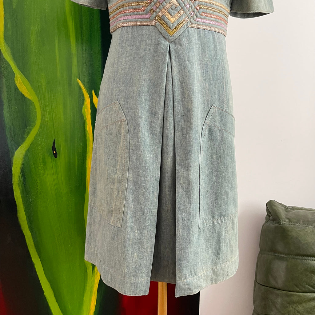 Bottega Veneta Denim dress with Python Effect Details