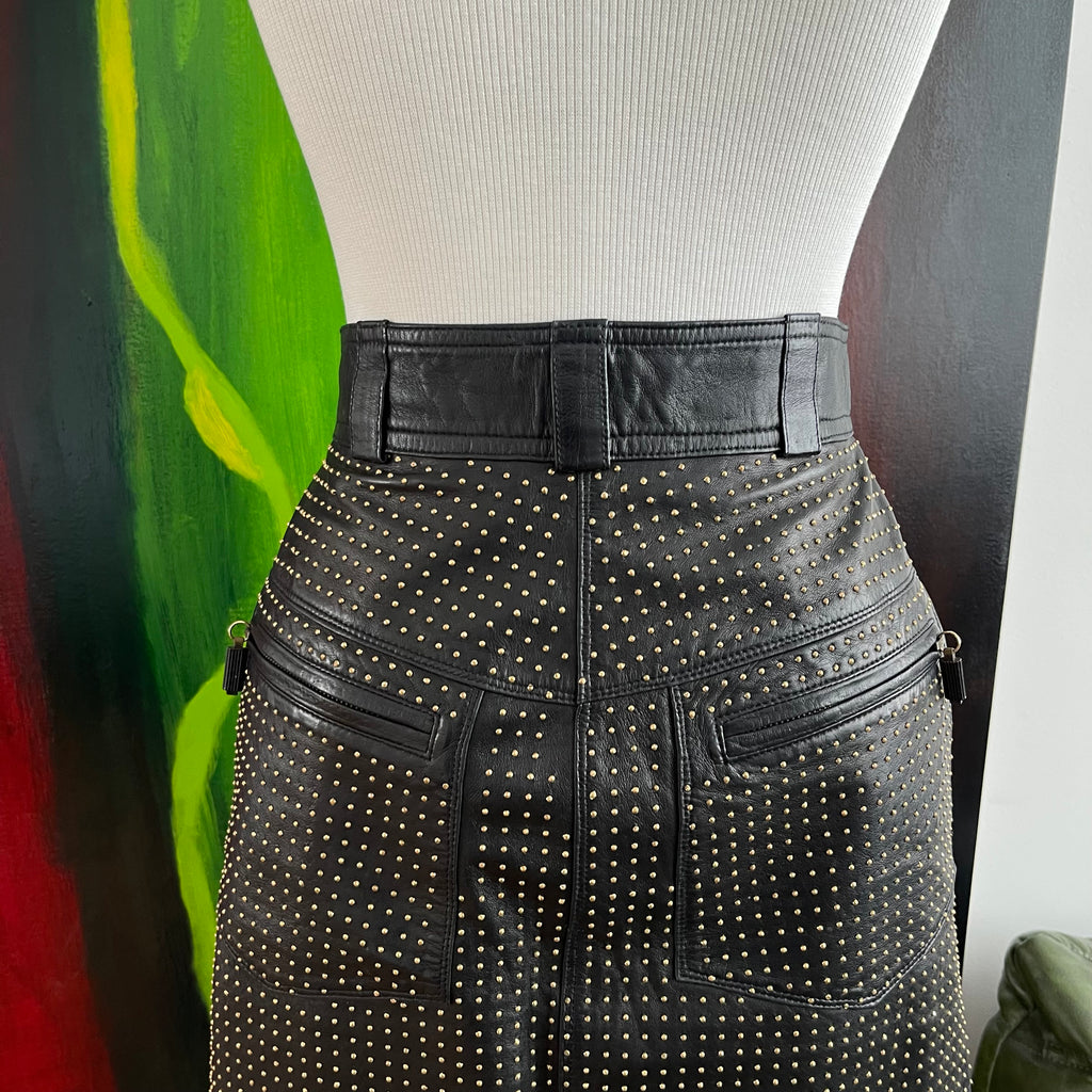 Gianni Versace 90s Studded Leather Skirt