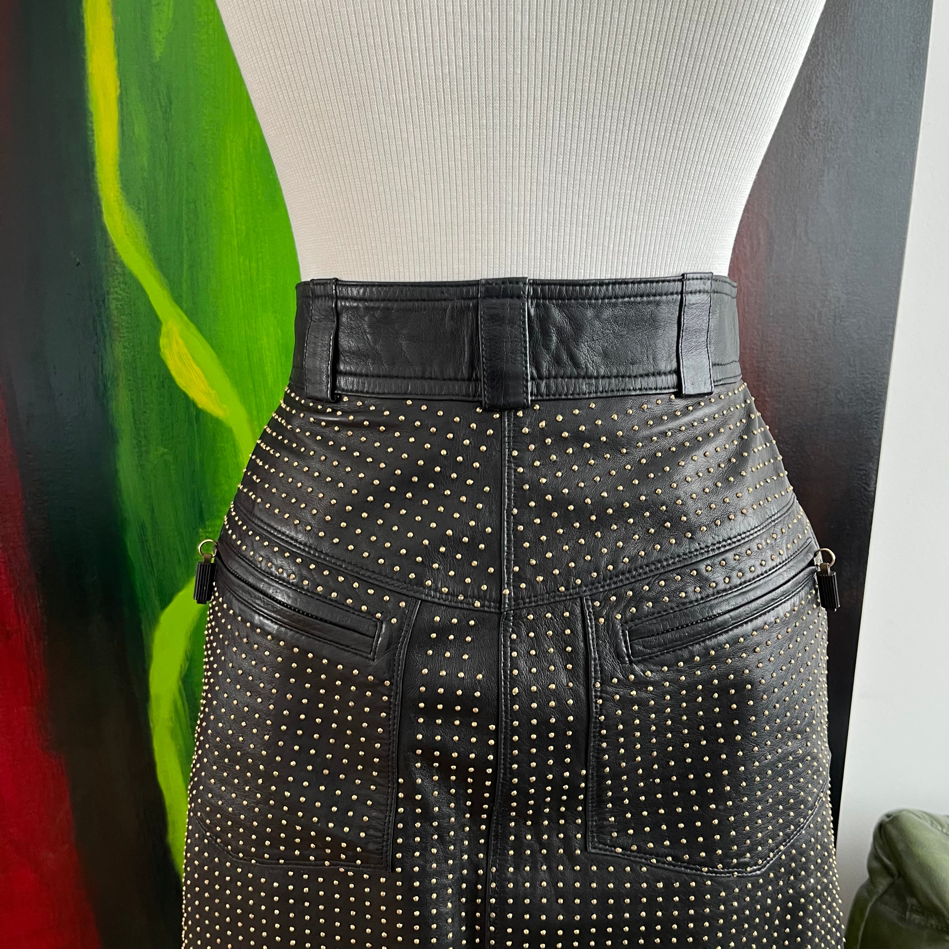 Gianni Versace 90s Studded Leather Skirt