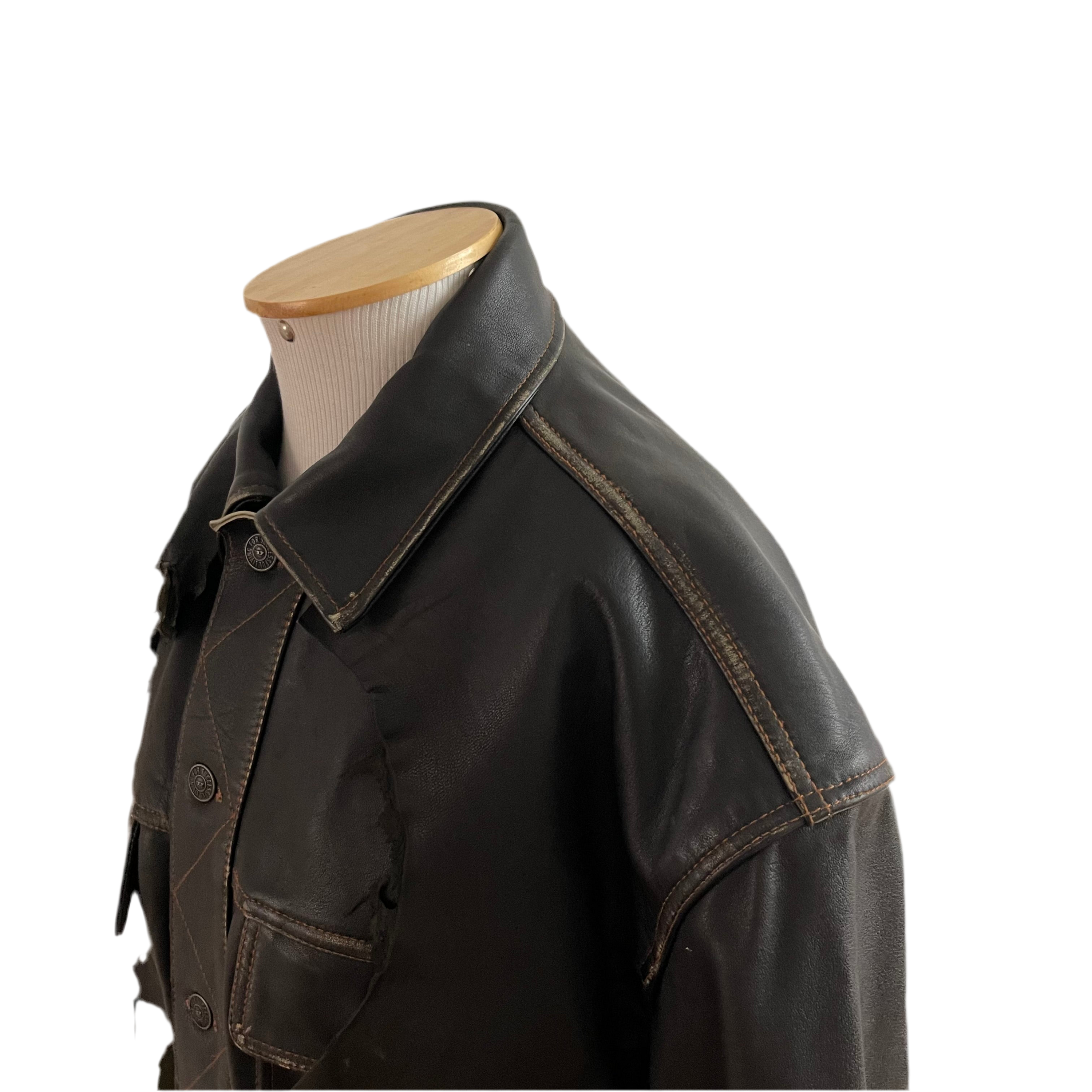 Diesel Distressed Leather Biker Jacket