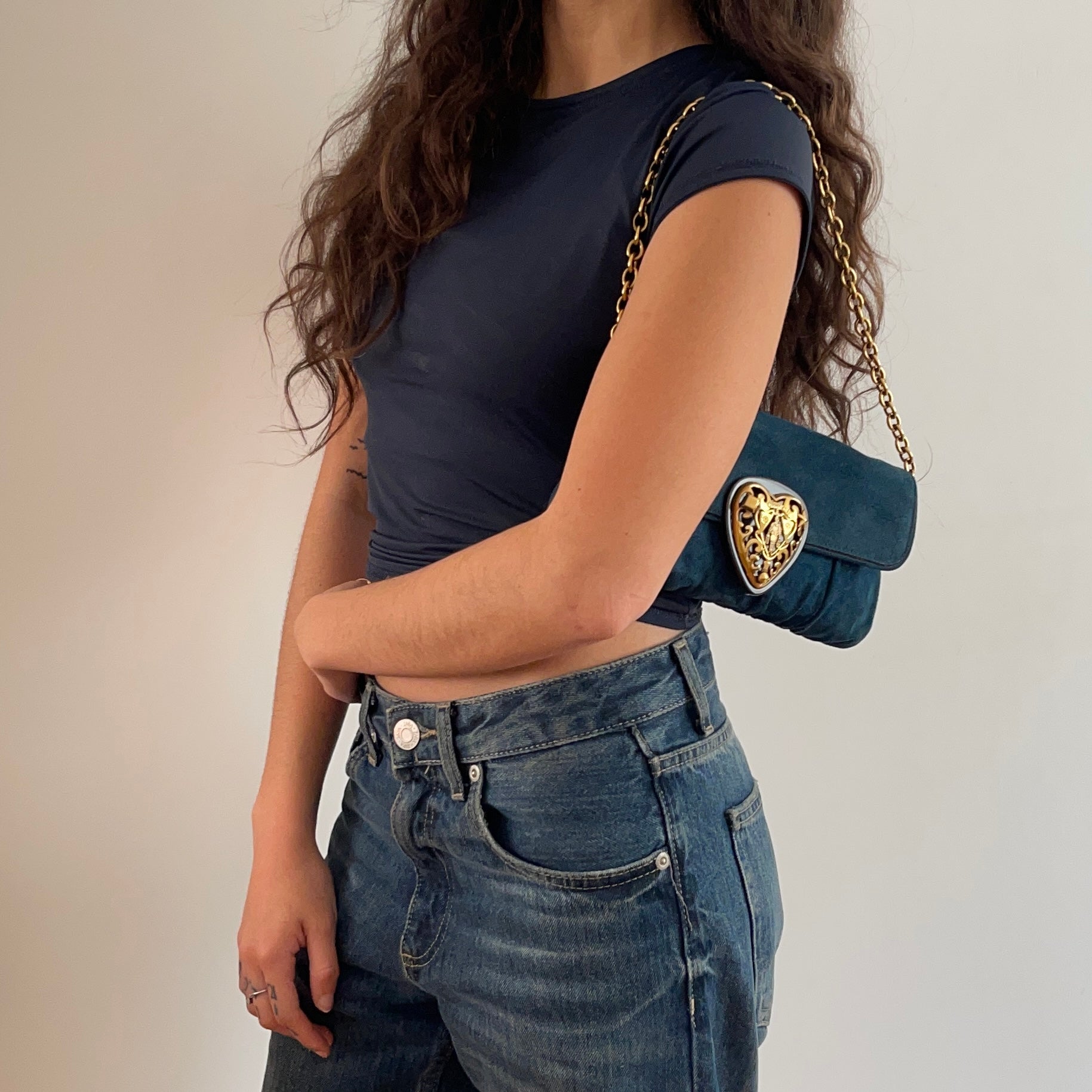 Gucci Suede Hysteria Babouska Shoulder Bag