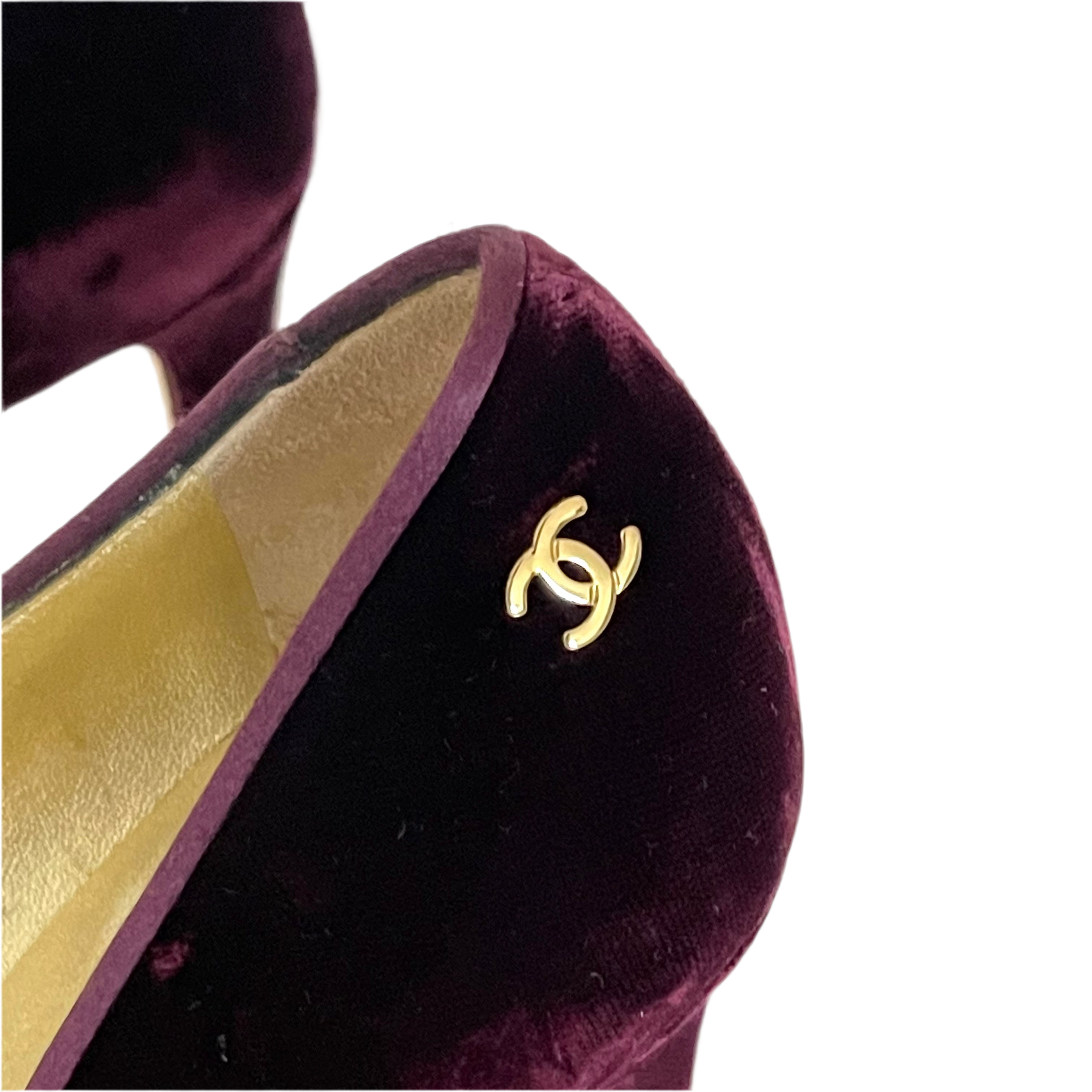 Chanel Burgundy Velvet Pumps