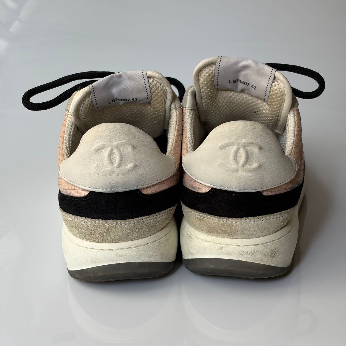 Chanel Pink Grid Sneakers