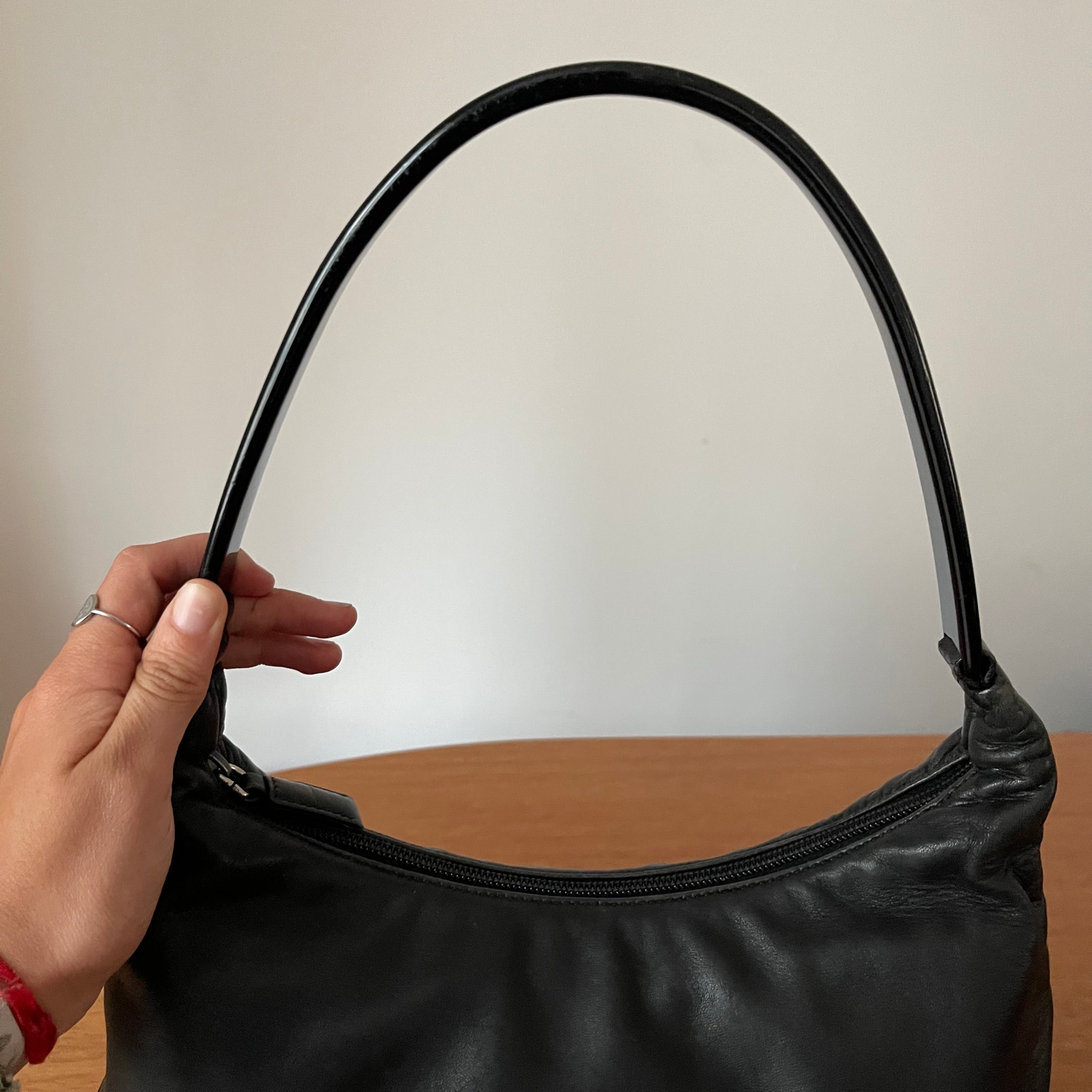 Prada 90s Leather and Acrylic Handle Bag