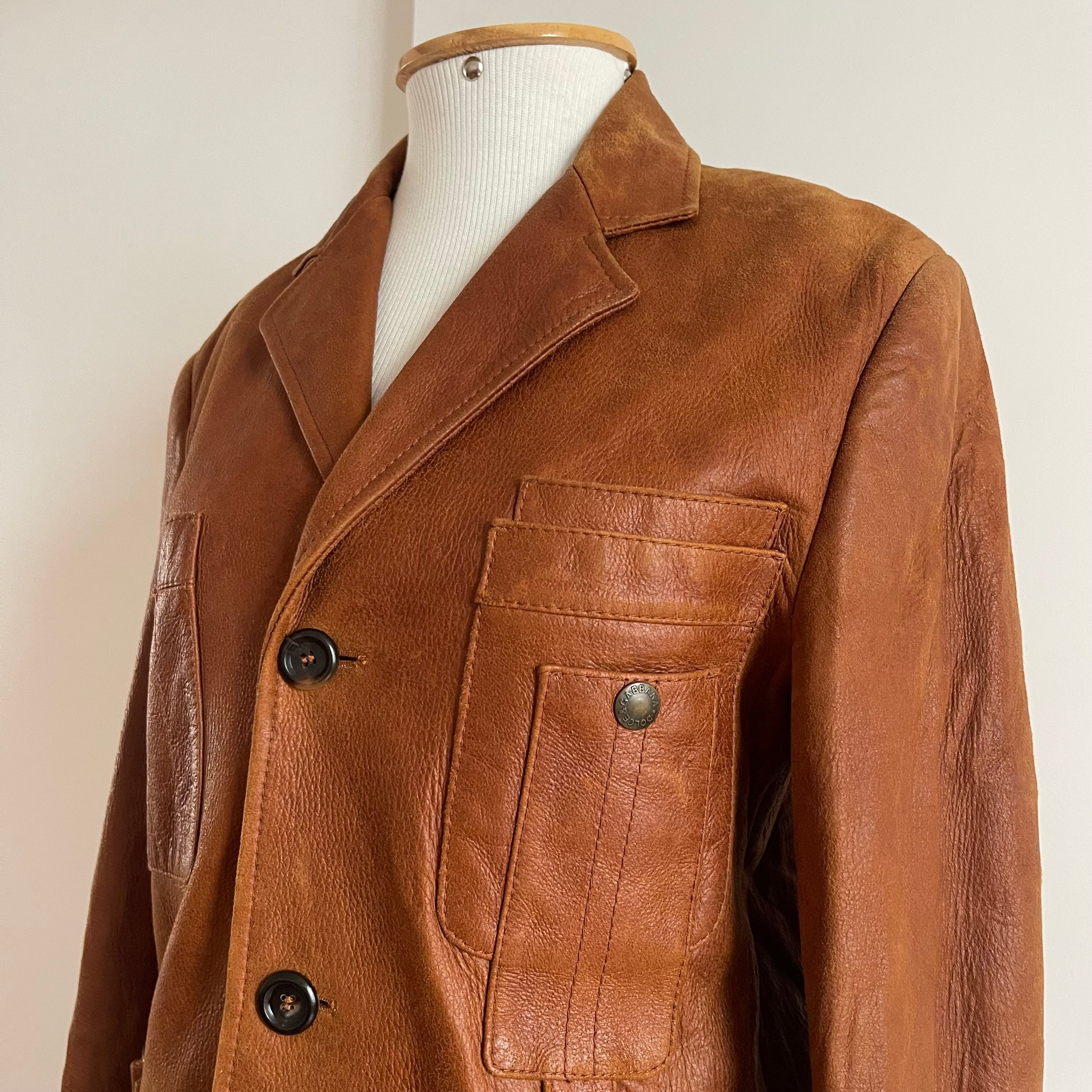 Dolce & Gabbana Double Breasted Calf Leather Coat