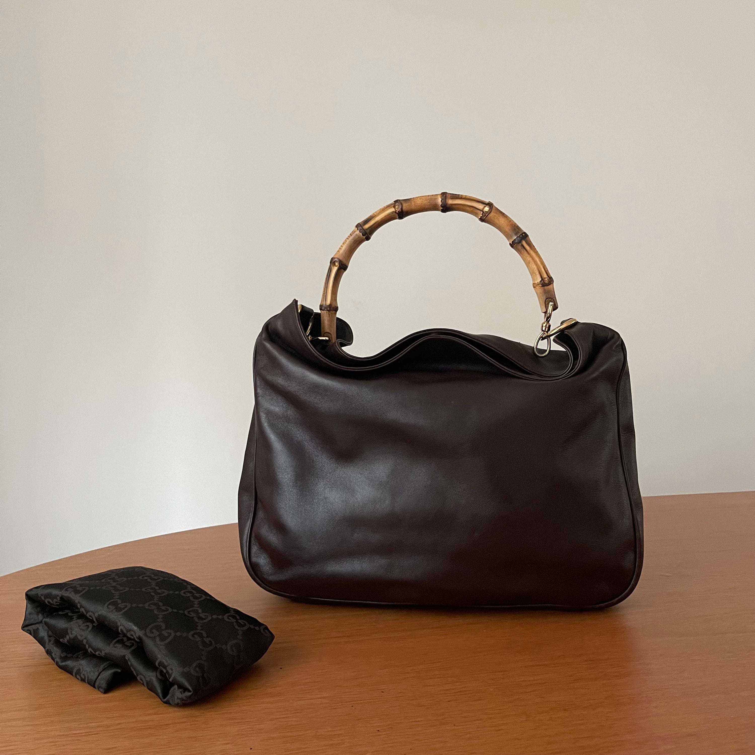 Gucci Bamboo Dark Brown Hobo Shoulder Bag