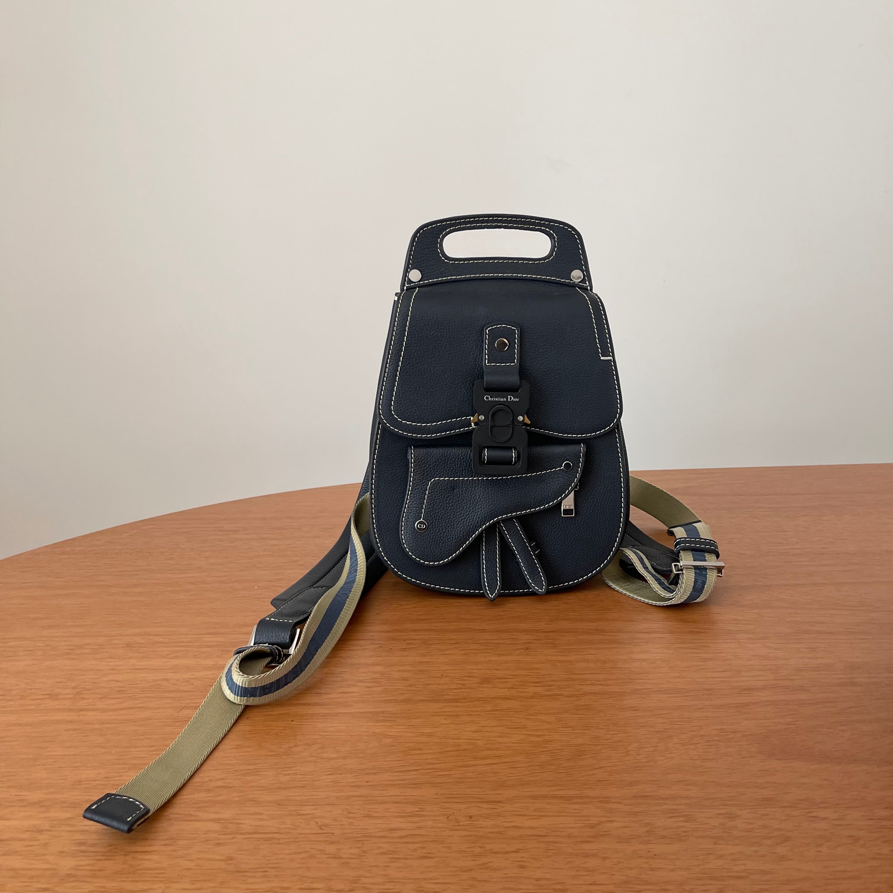 Christian Dior Gallop Sling Bag Deep Blue Marine Calfskin Backpack