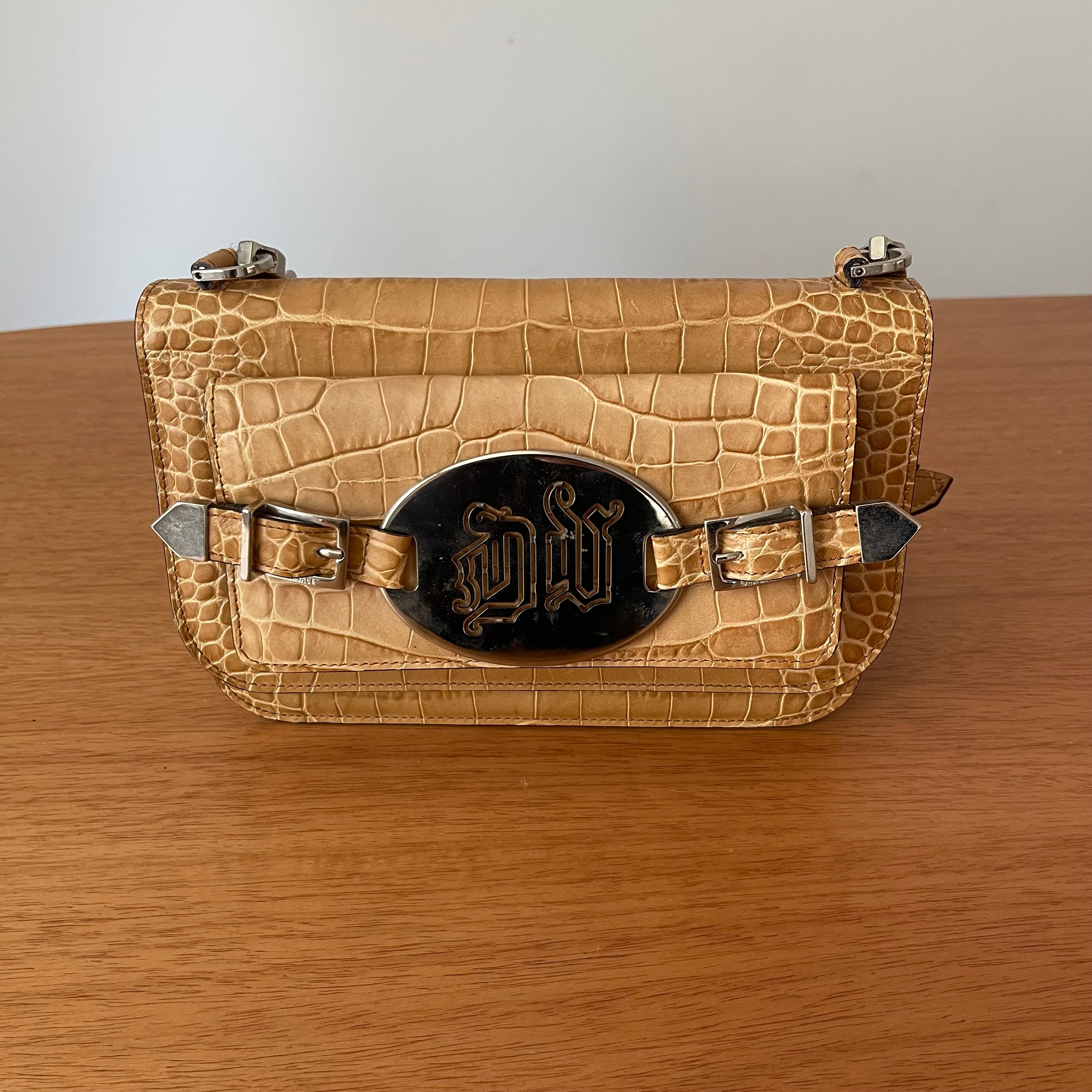 Gianni Versace Croco Shoulder Bag