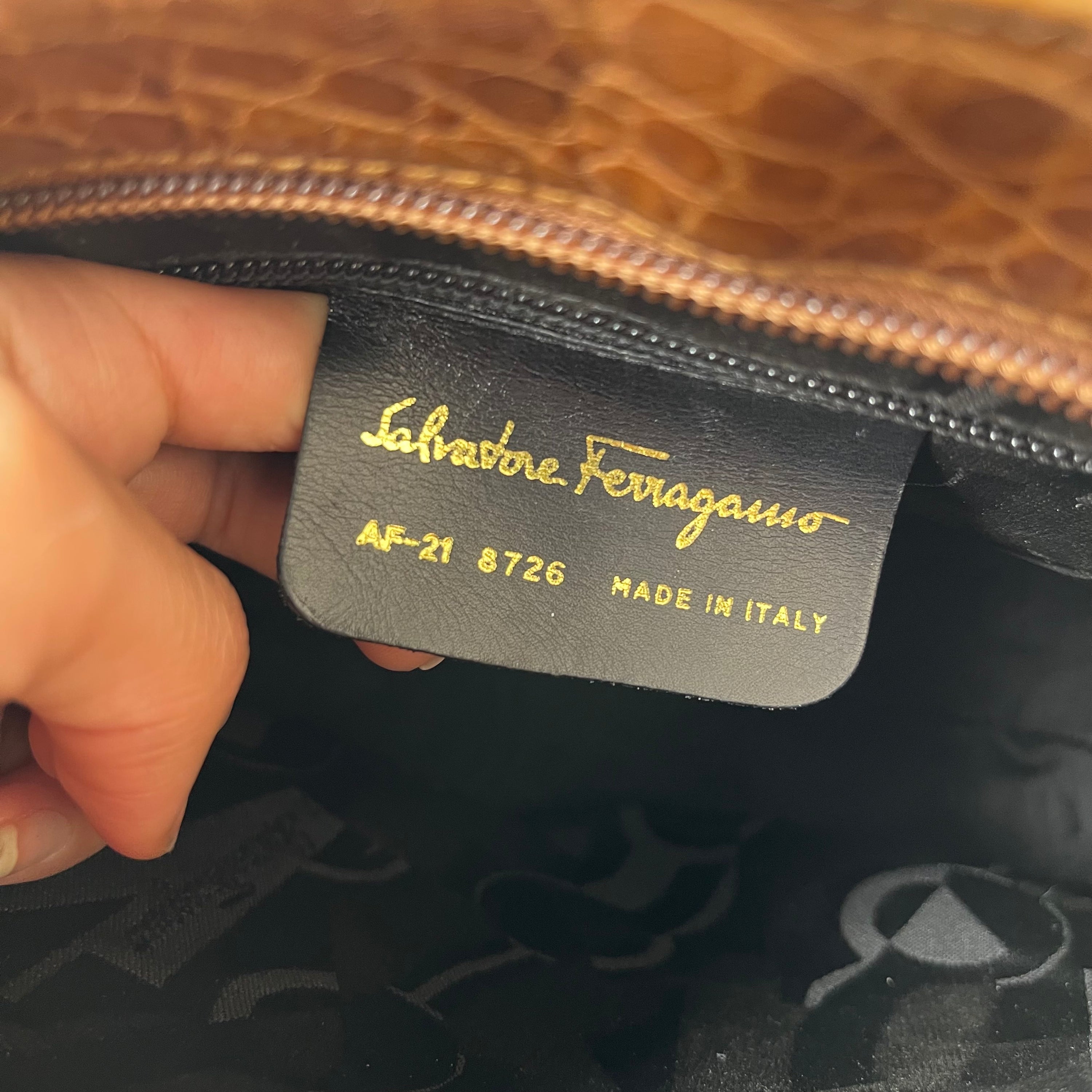 Salvatore Ferragamo Croco Shoulder Bag