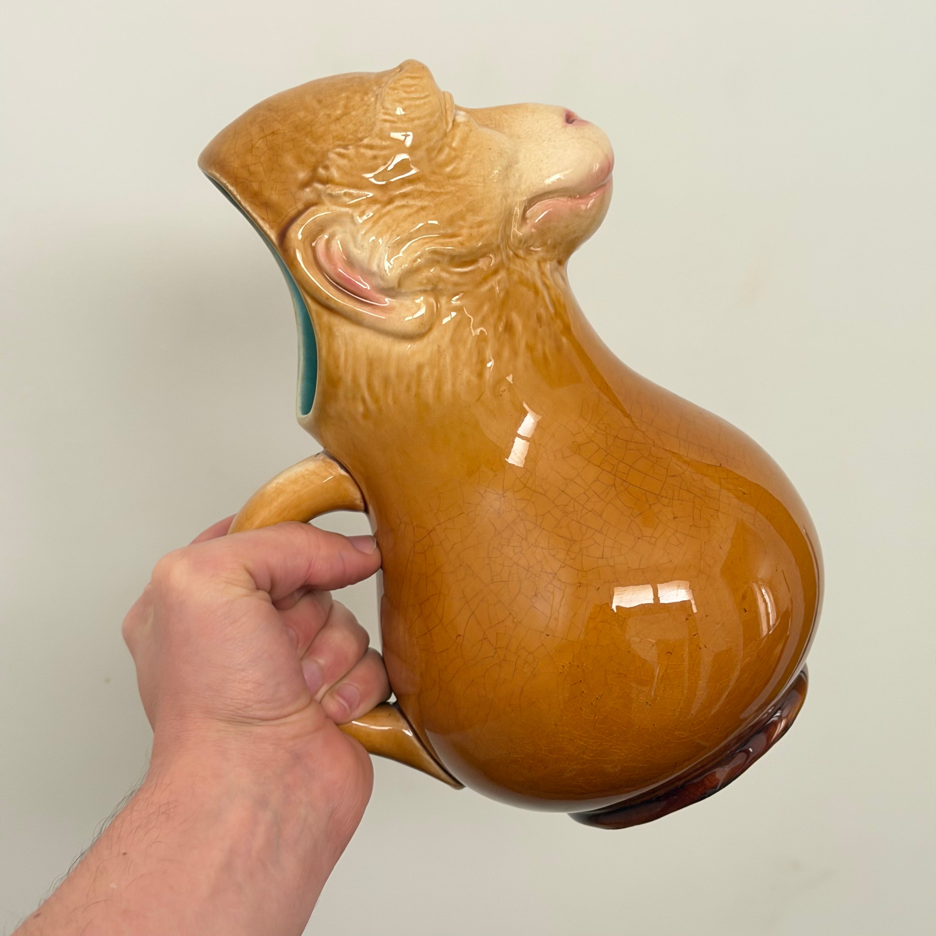 Sarreguemines Monkey Jug, 19th Century