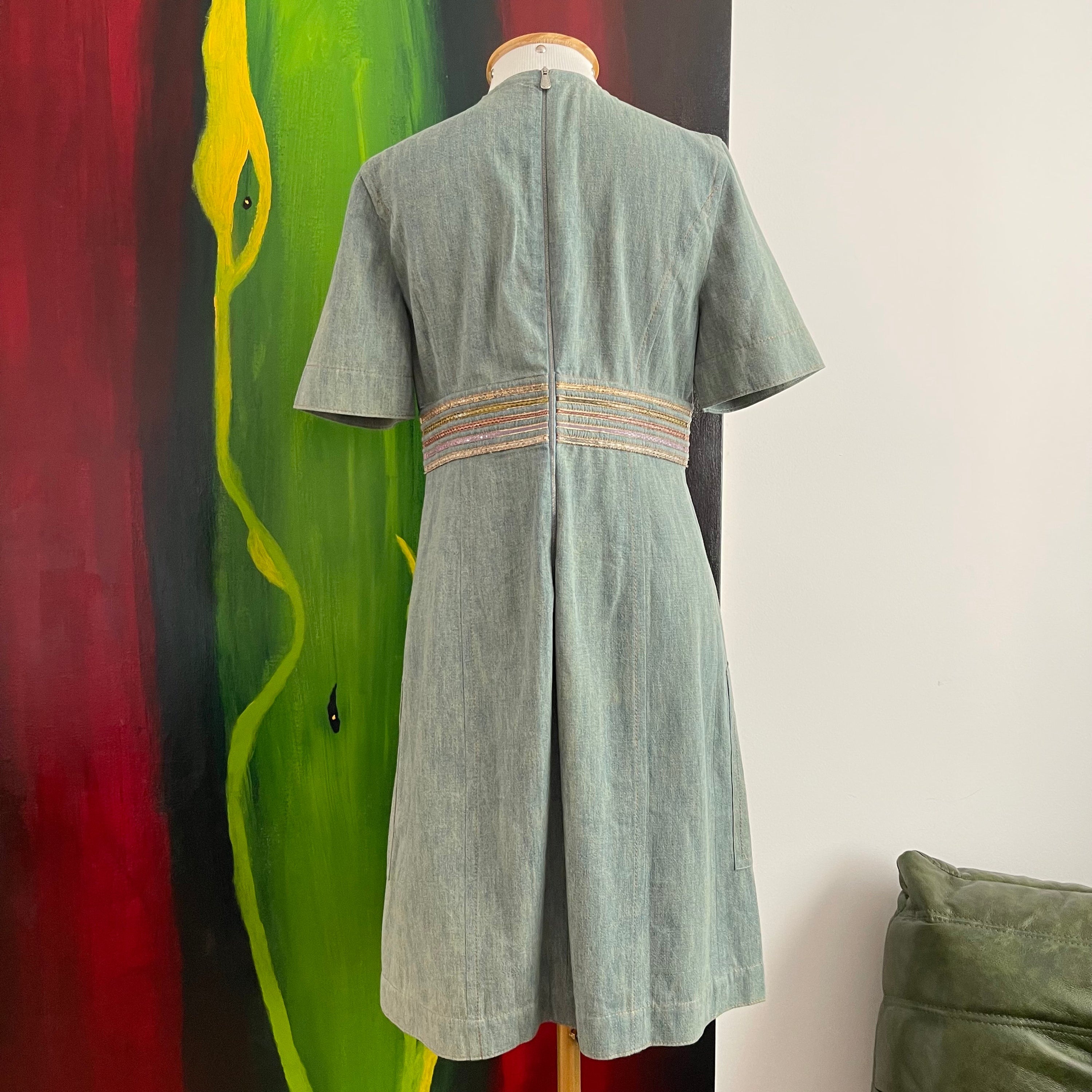 Bottega Veneta Denim dress with Python Effect Details