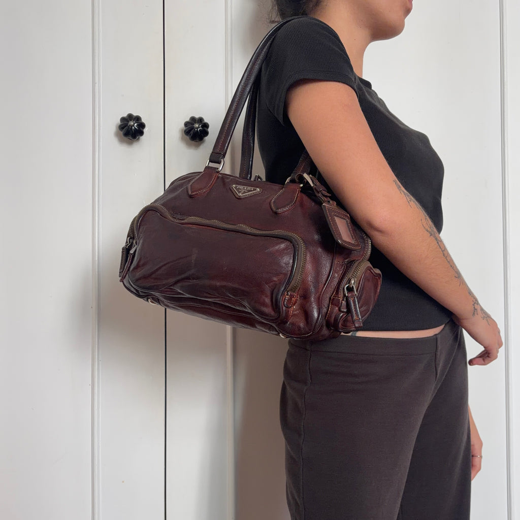 Prada Washed Bauletto Bag