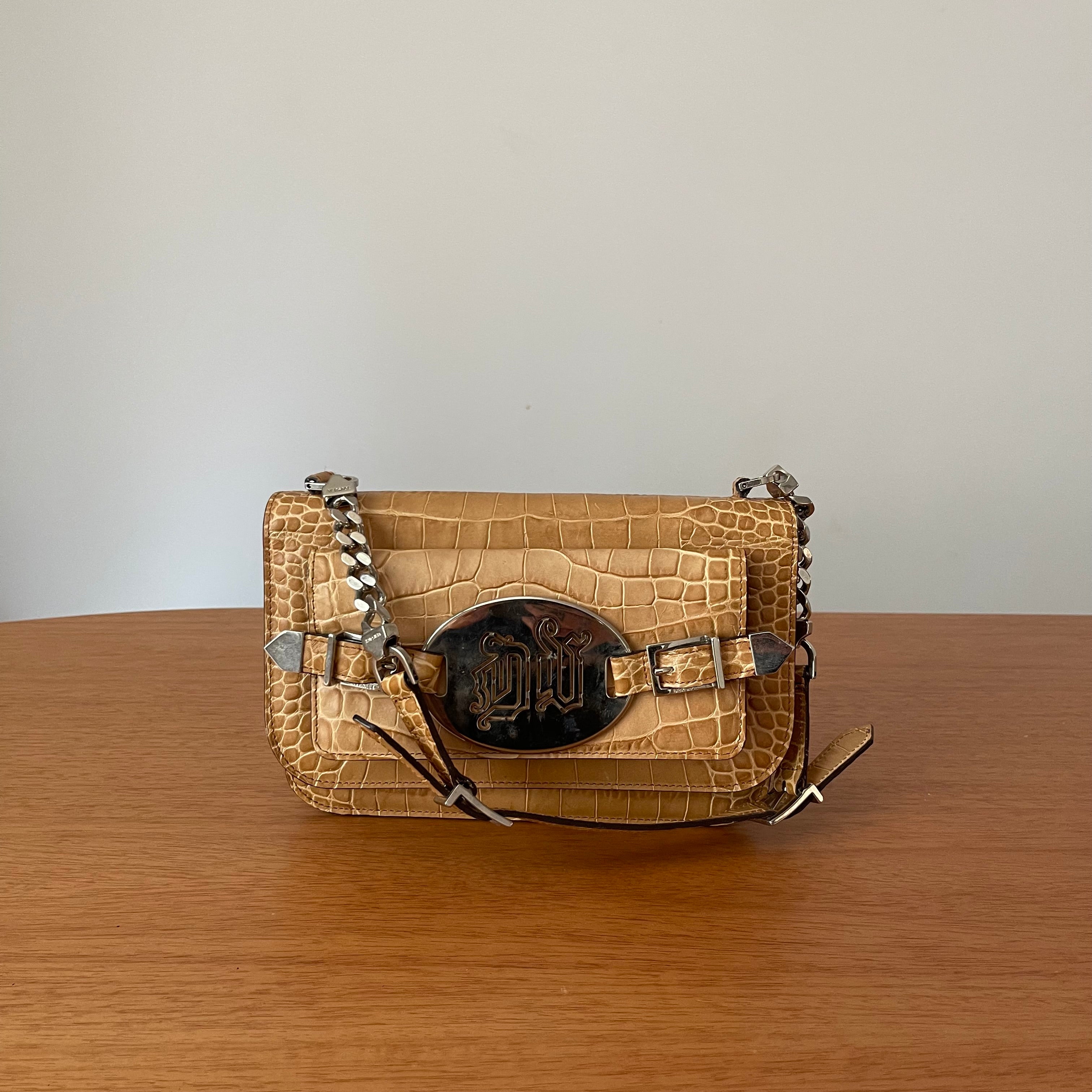 Gianni Versace Croco Shoulder Bag