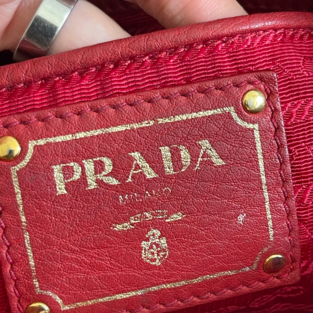 Prada Red Leather Tote Bag
