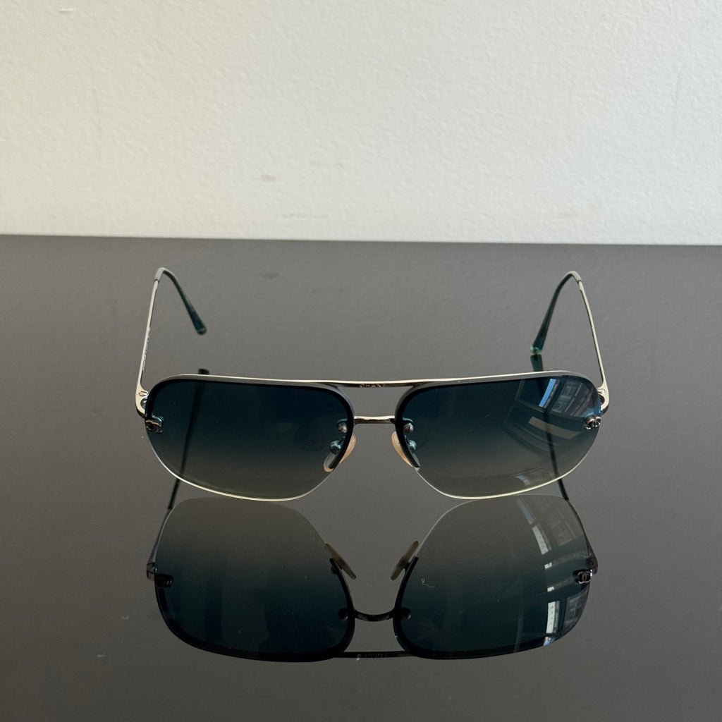 Chanel 2000s Blue Aviator Sunglasses