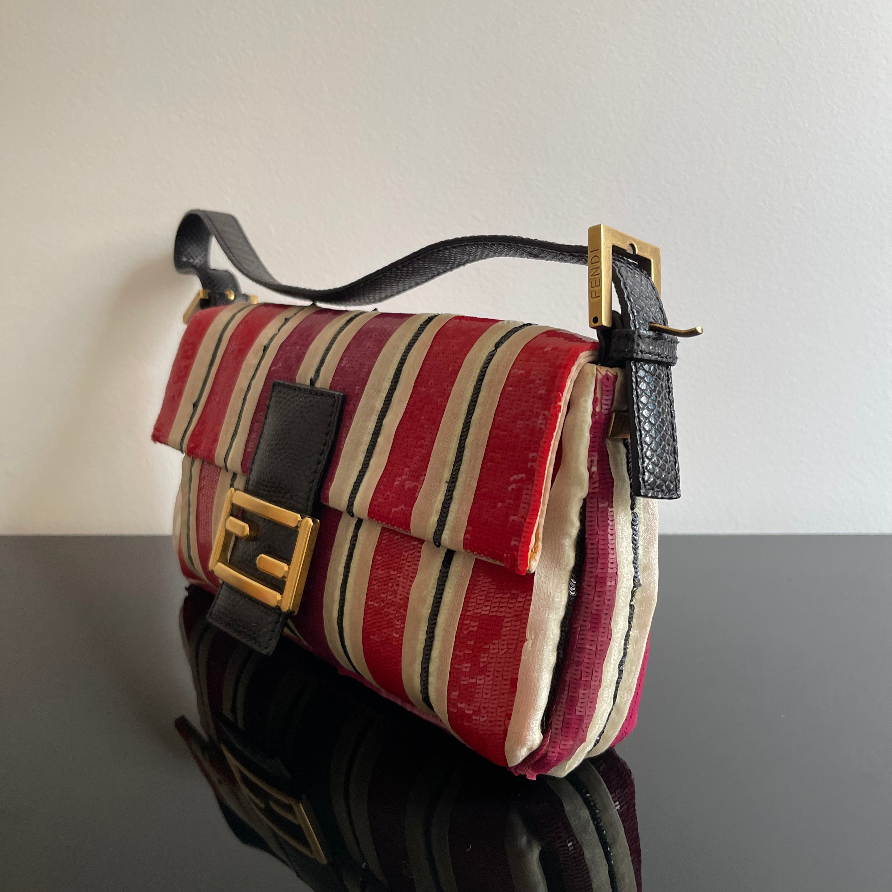 Fendi Sequined Stripes Baguette Bag